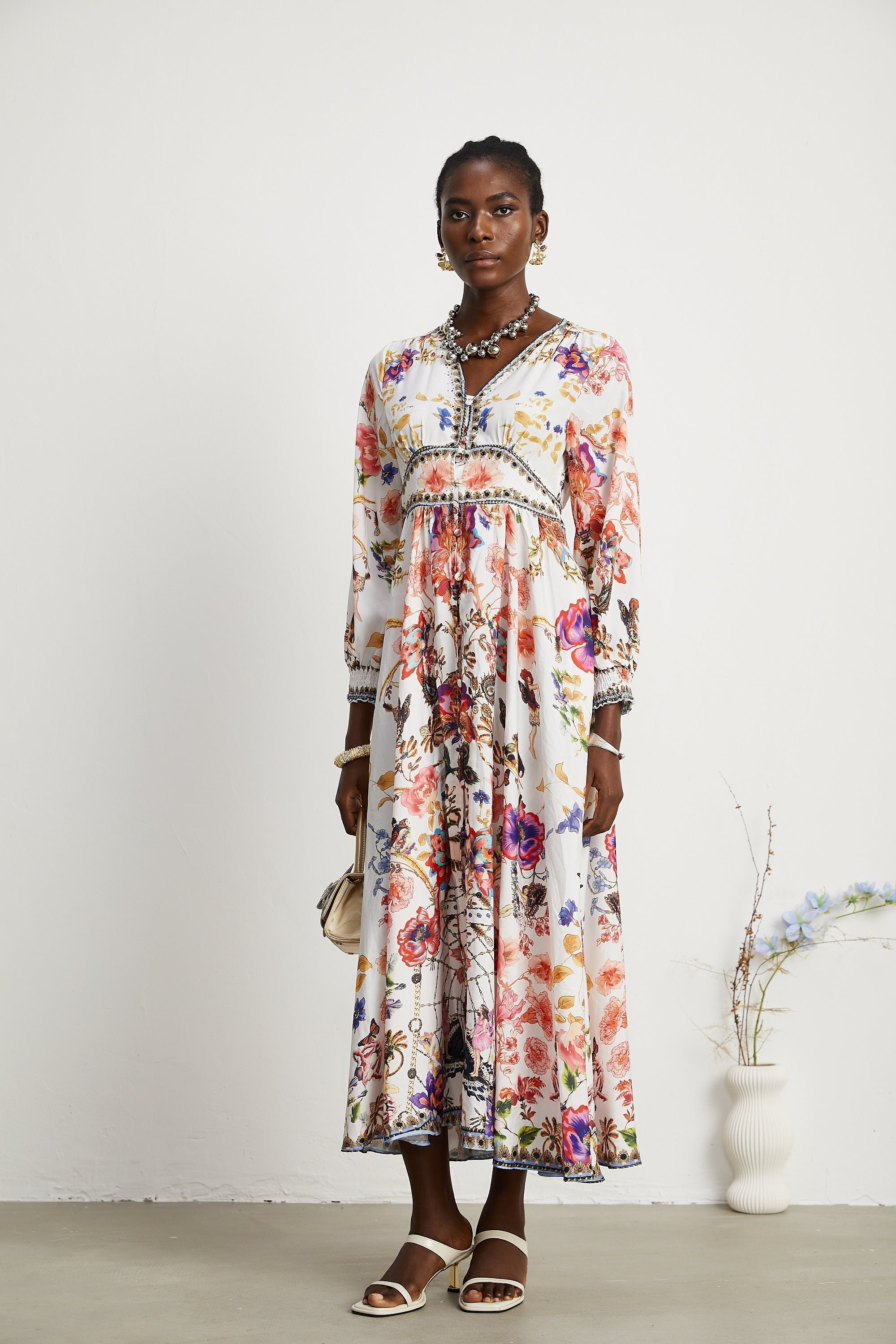 Airina Floral V-Neck Maxi Dress