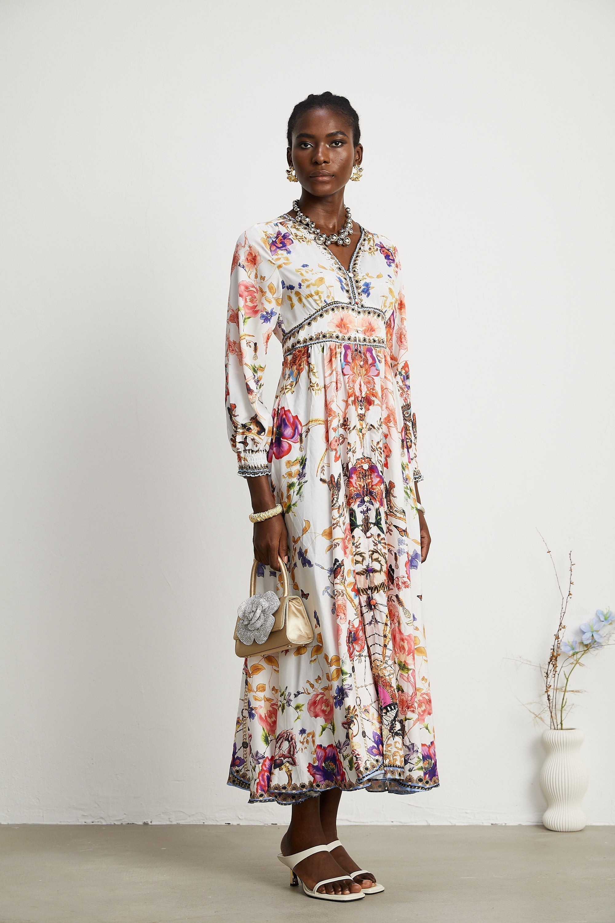 Airina Floral V-Neck Maxi Dress