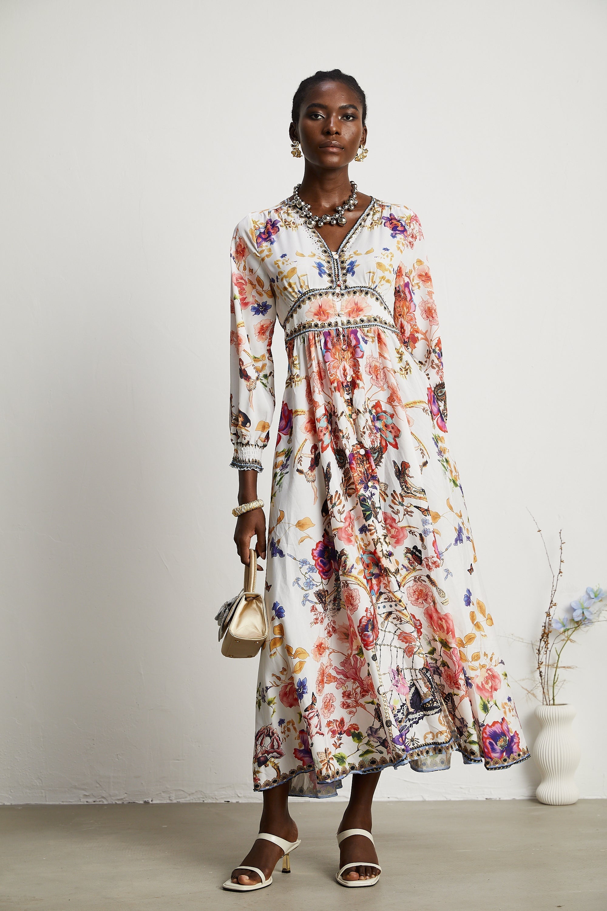 Airina Floral V-Neck Maxi Dress