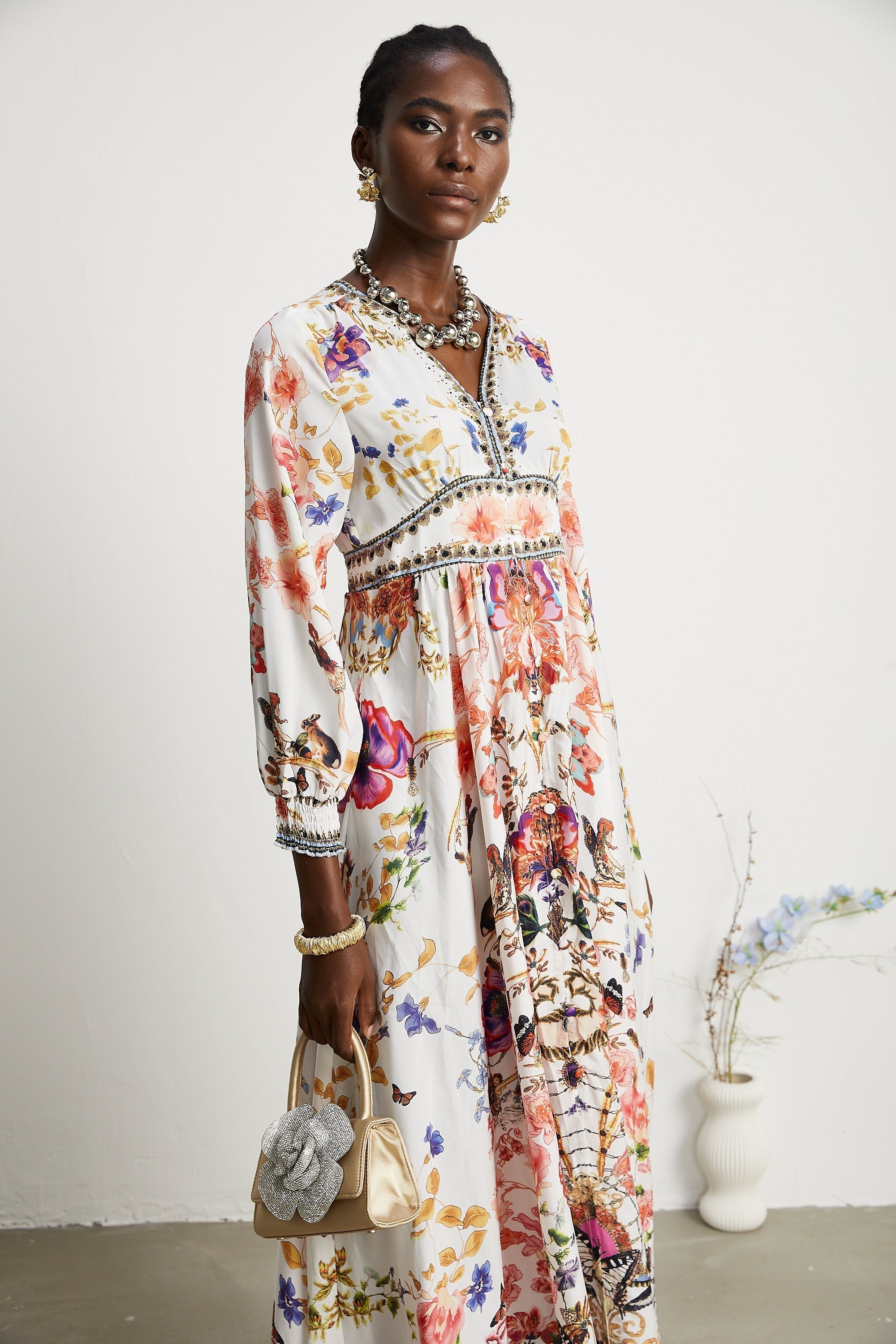 Airina Floral V-Neck Maxi Dress