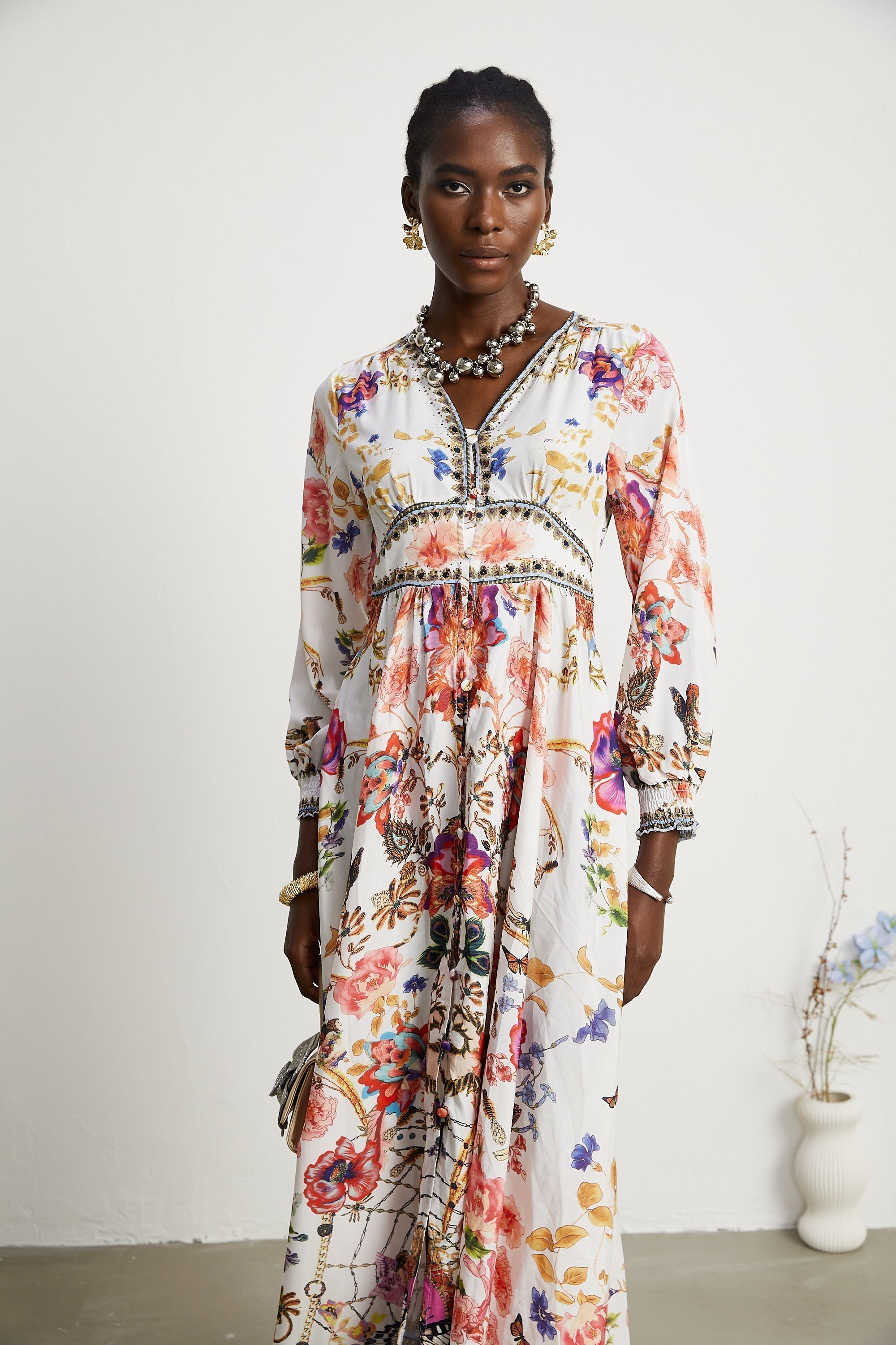 Airina Floral V-Neck Maxi Dress