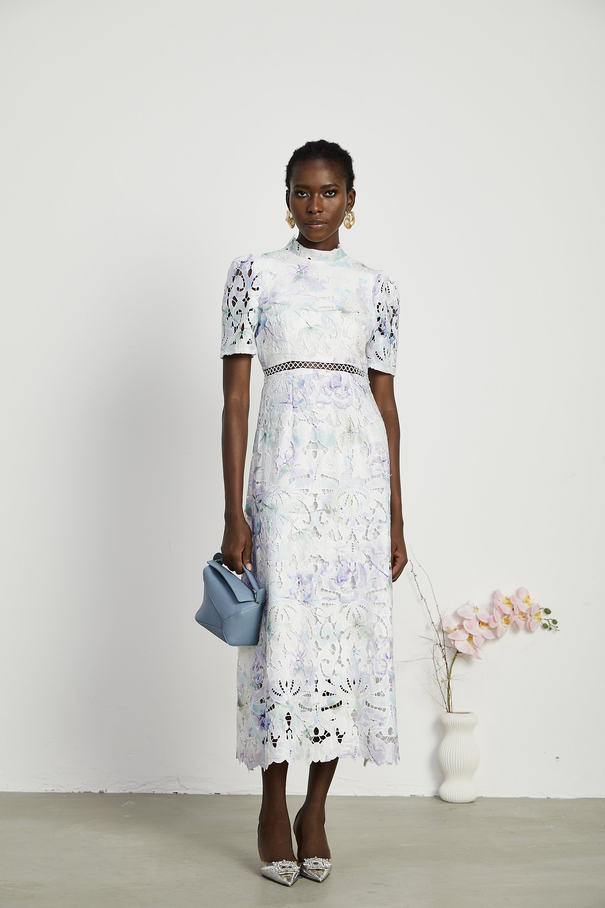 Blanche Lace Cut-Out Midi Dress