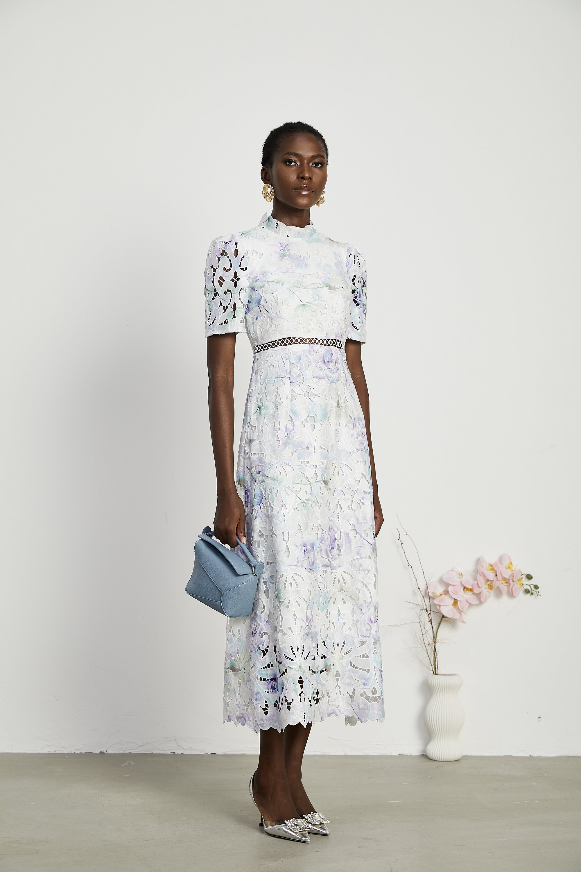 Blanche Lace Cut-Out Midi Dress