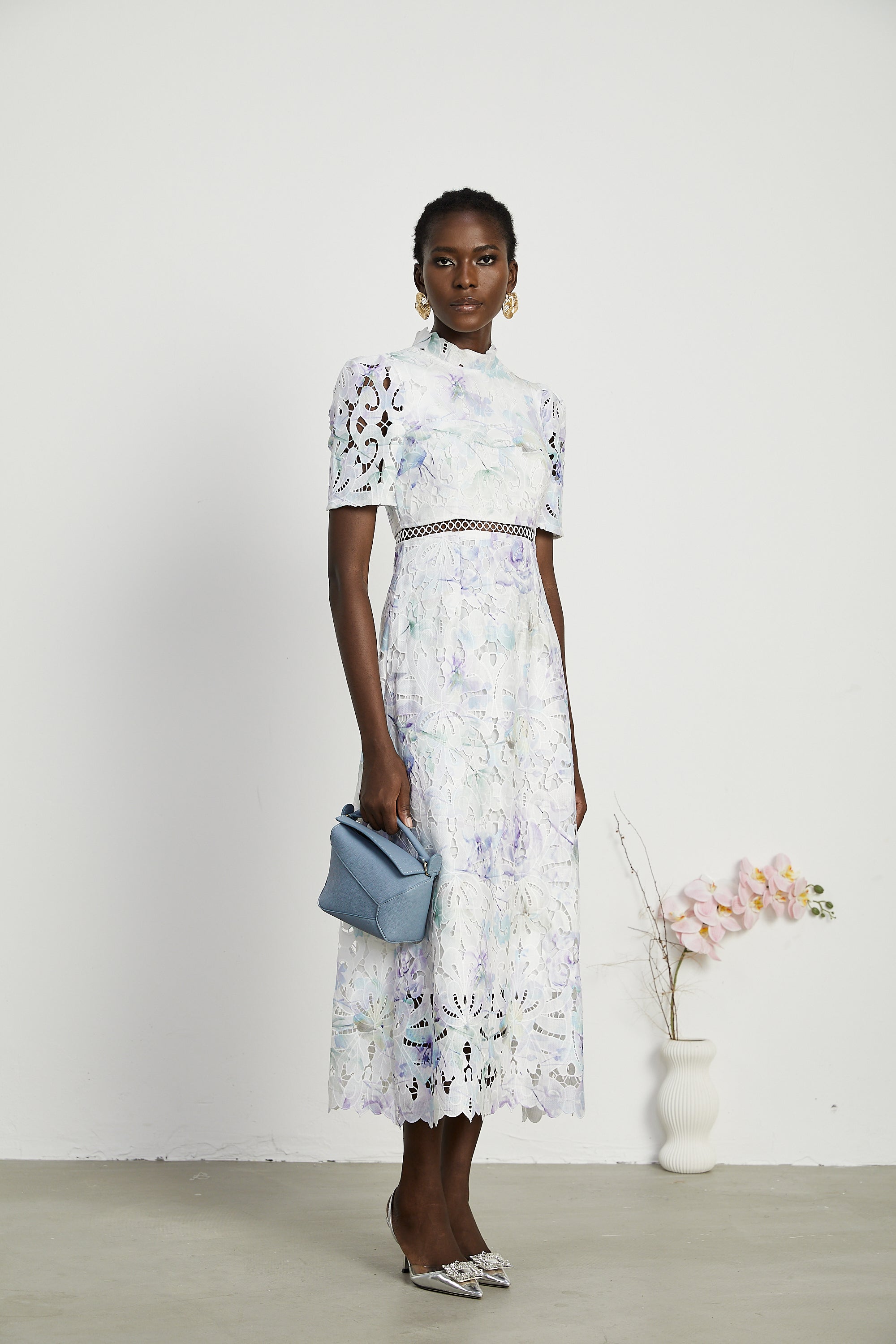 Blanche Lace Cut-Out Midi Dress