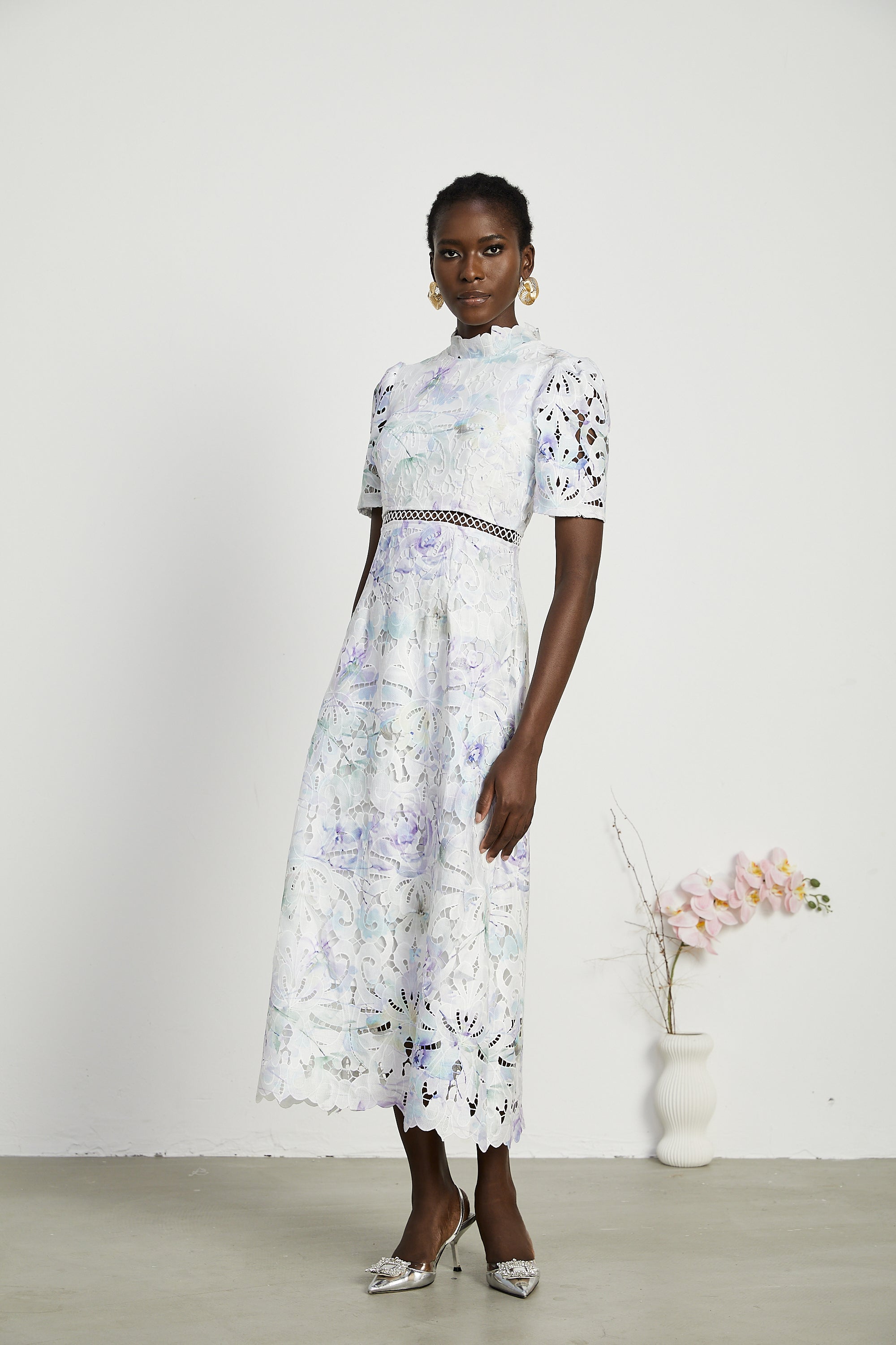 Blanche Lace Cut-Out Midi Dress