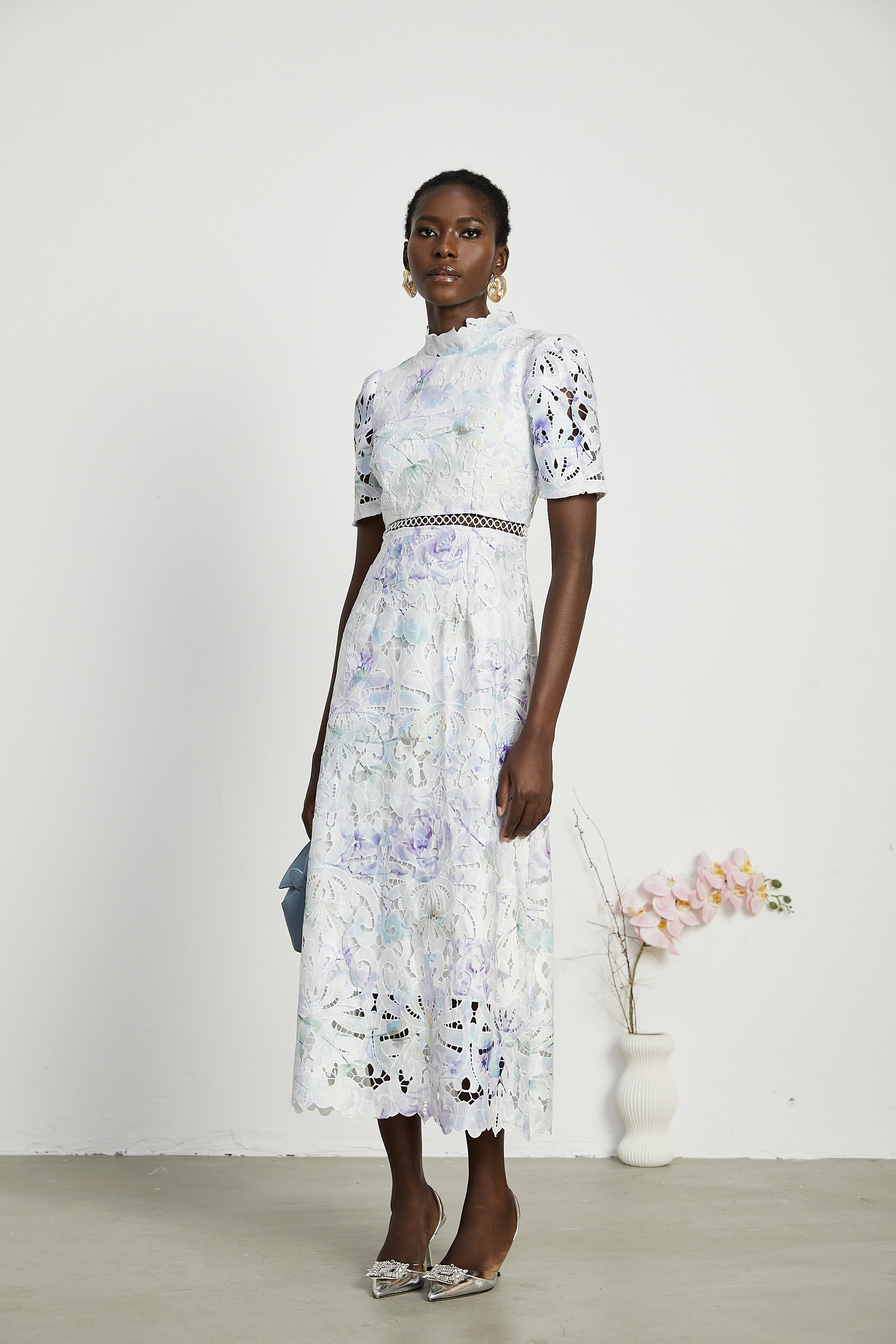 Blanche Lace Cut-Out Midi Dress