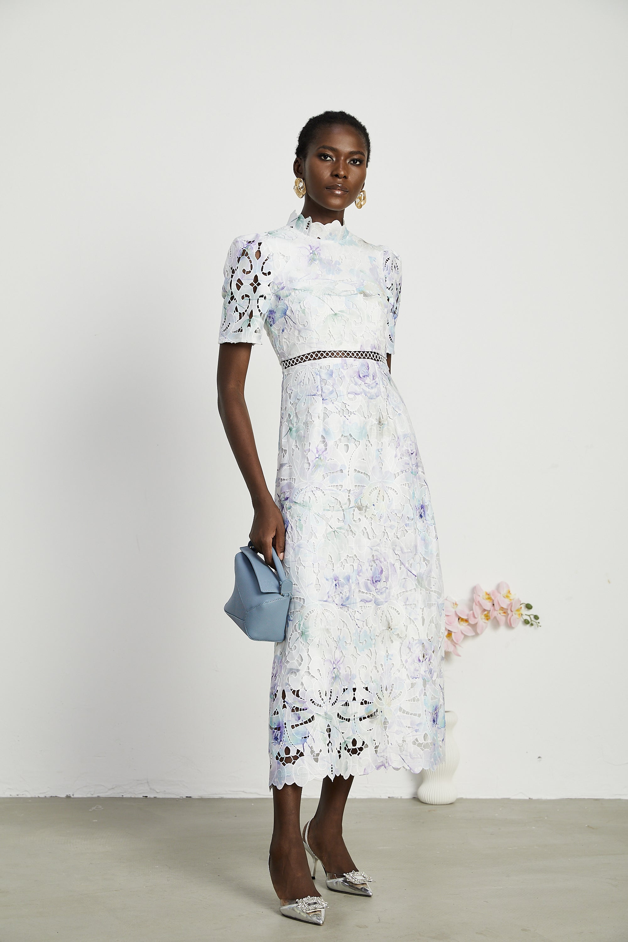 Blanche Lace Cut-Out Midi Dress