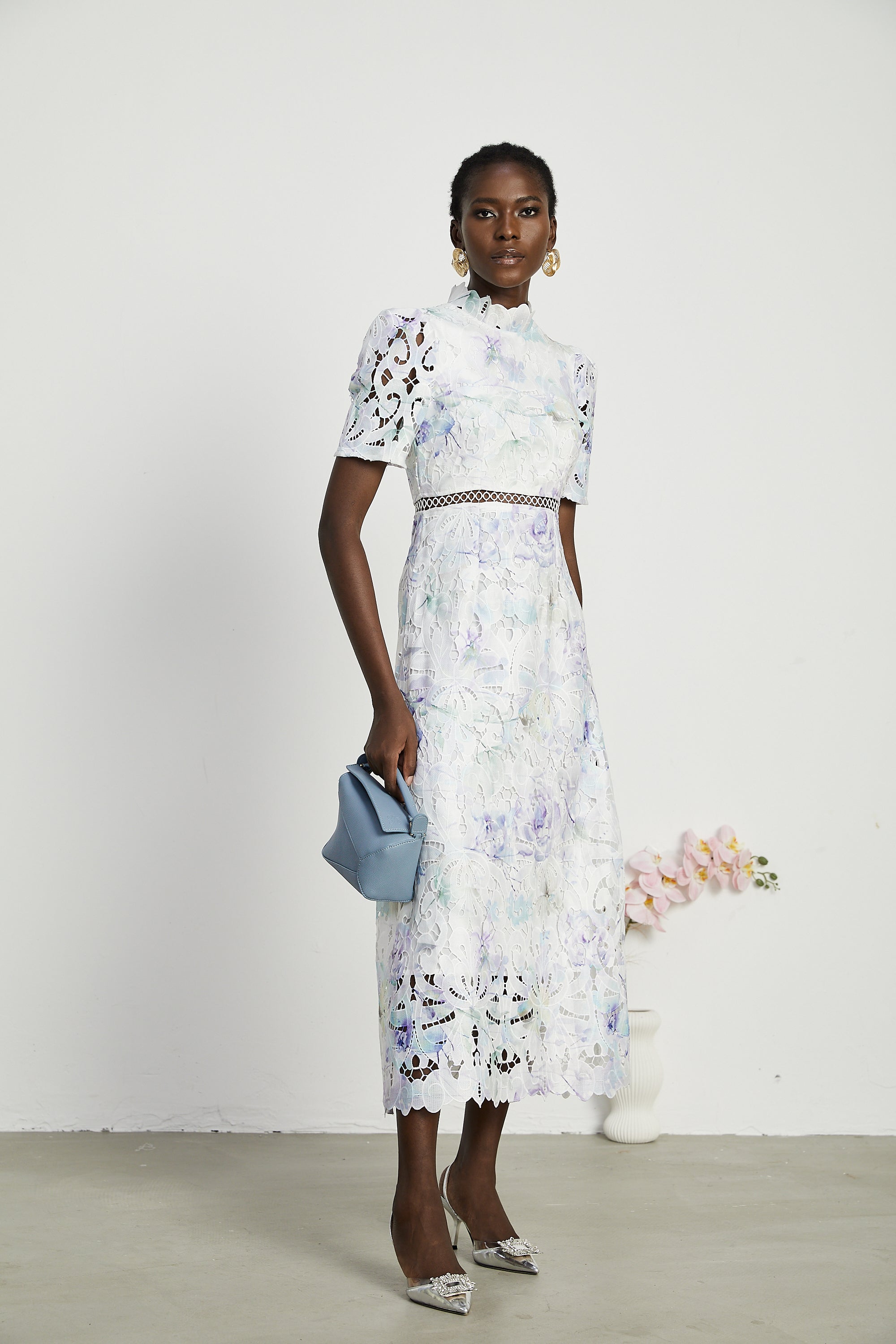 Blanche Lace Cut-Out Midi Dress
