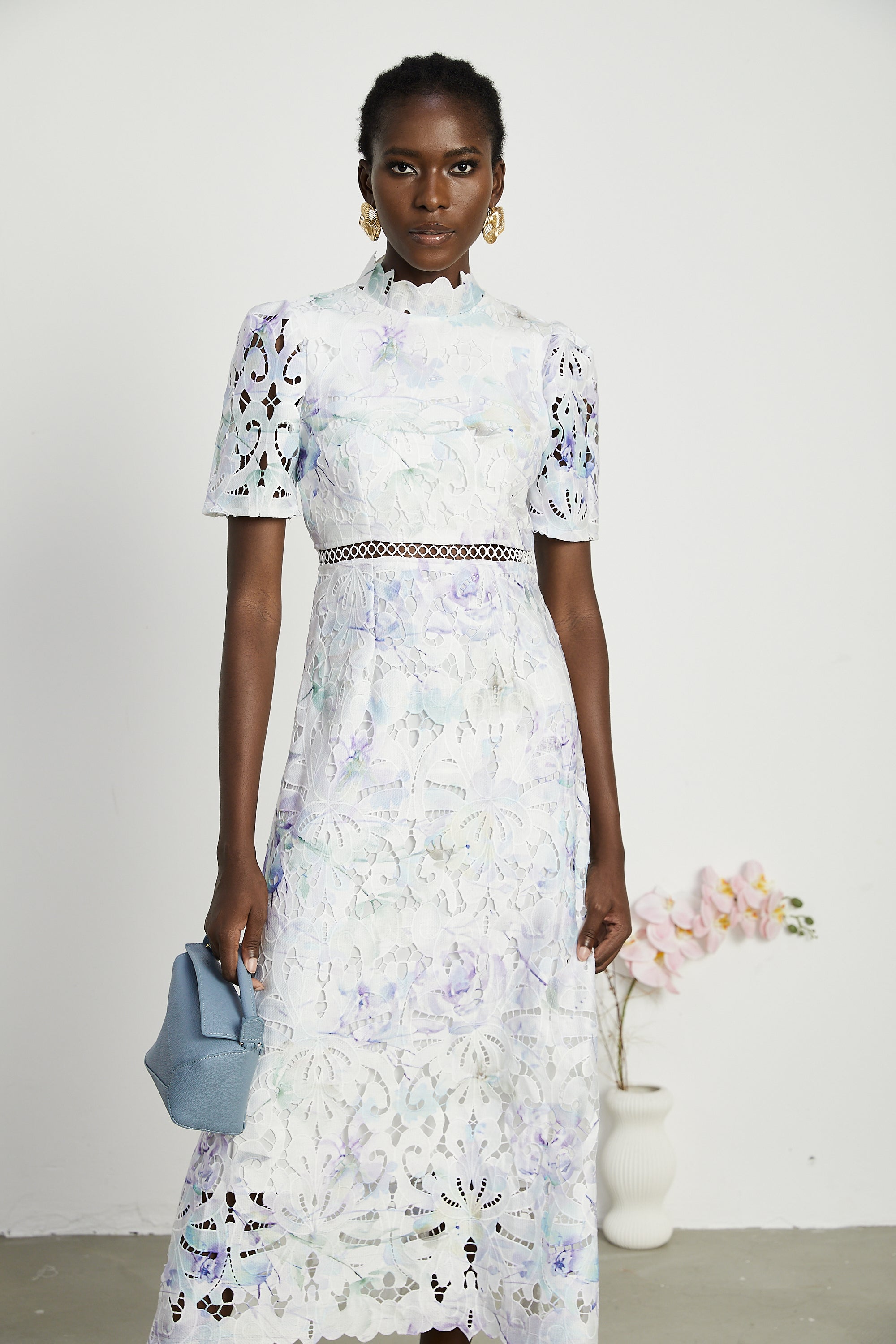 Blanche Lace Cut-Out Midi Dress