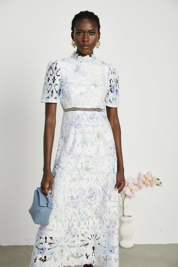 Blanche Lace Cut-Out Midi Dress