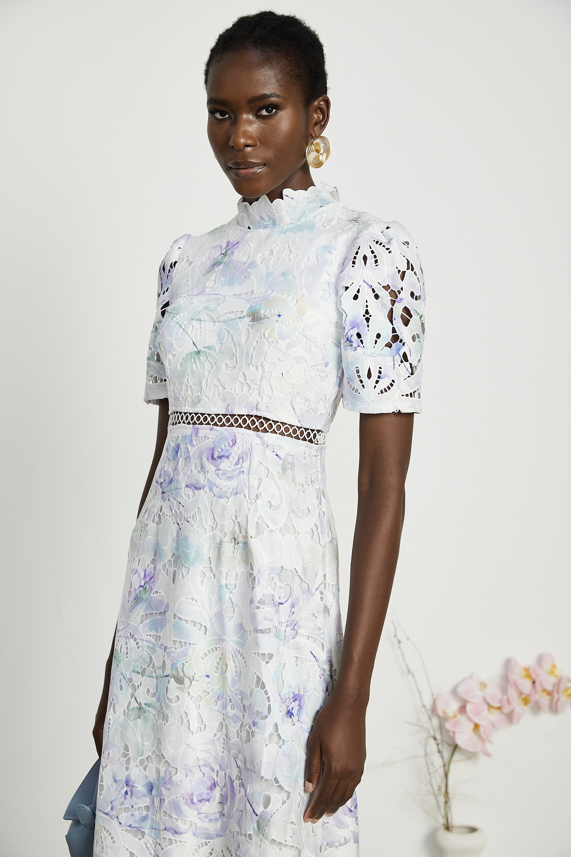 Blanche Lace Cut-Out Midi Dress