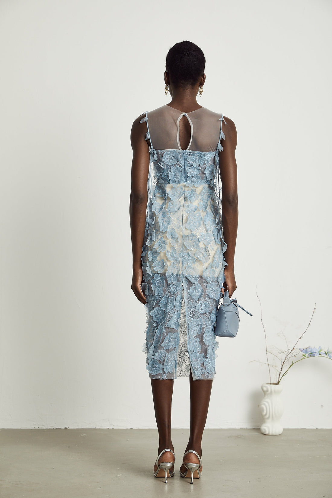 Olessia Floral Lace Midi Dress