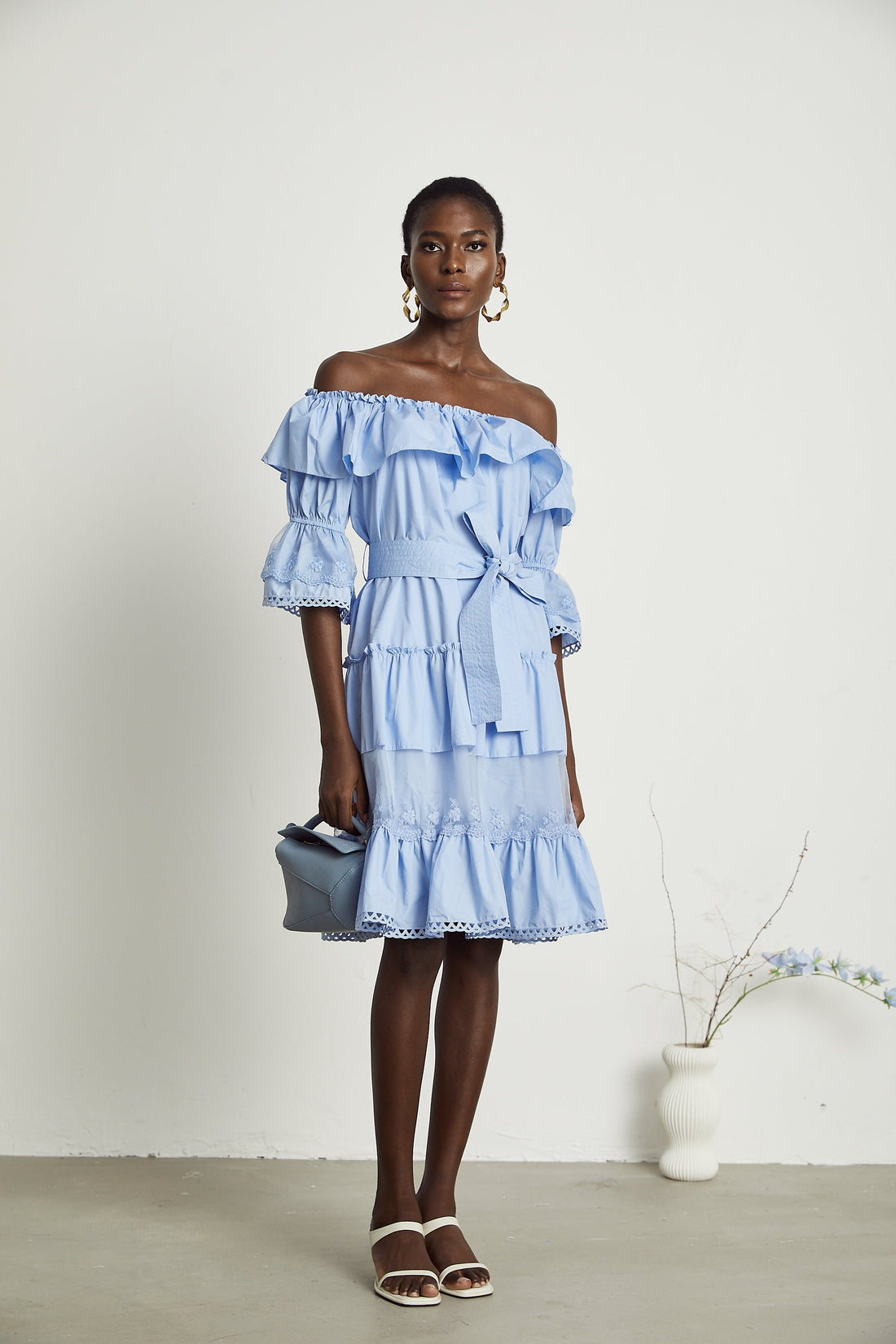 Sophie Off-Shoulder Layered Midi Dress
