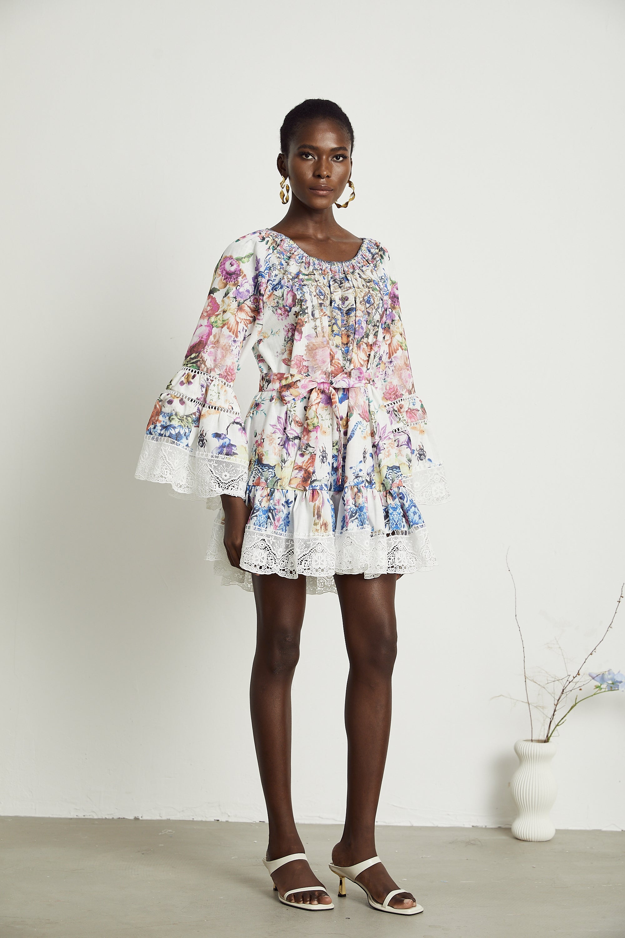 Bérénice Floral Patterned Lace Mini Dress