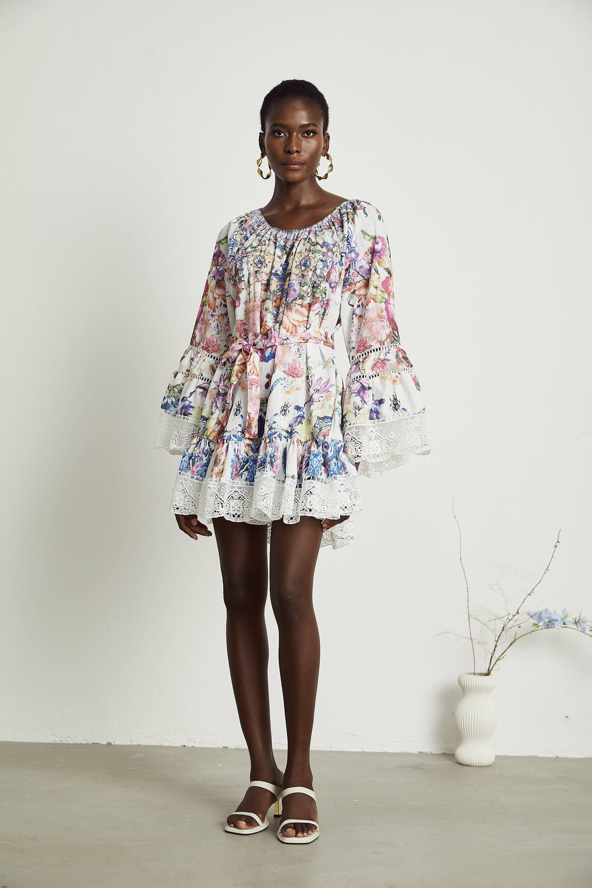 Bérénice Floral Patterned Lace Mini Dress