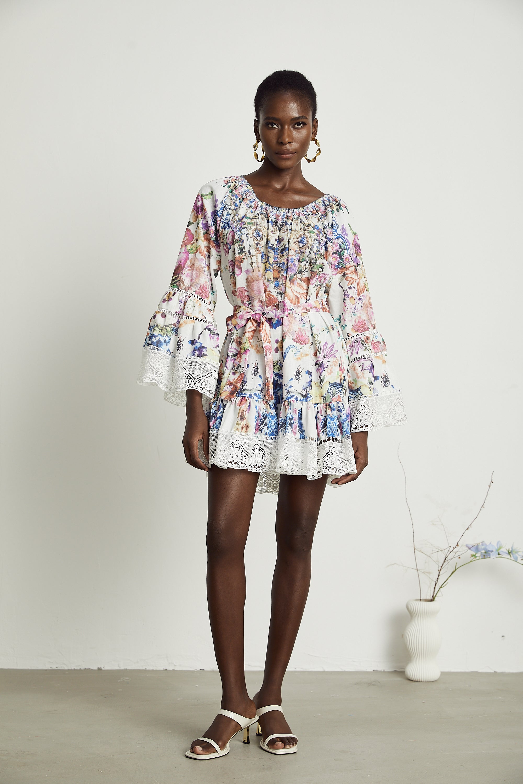 Bérénice Floral Patterned Lace Mini Dress