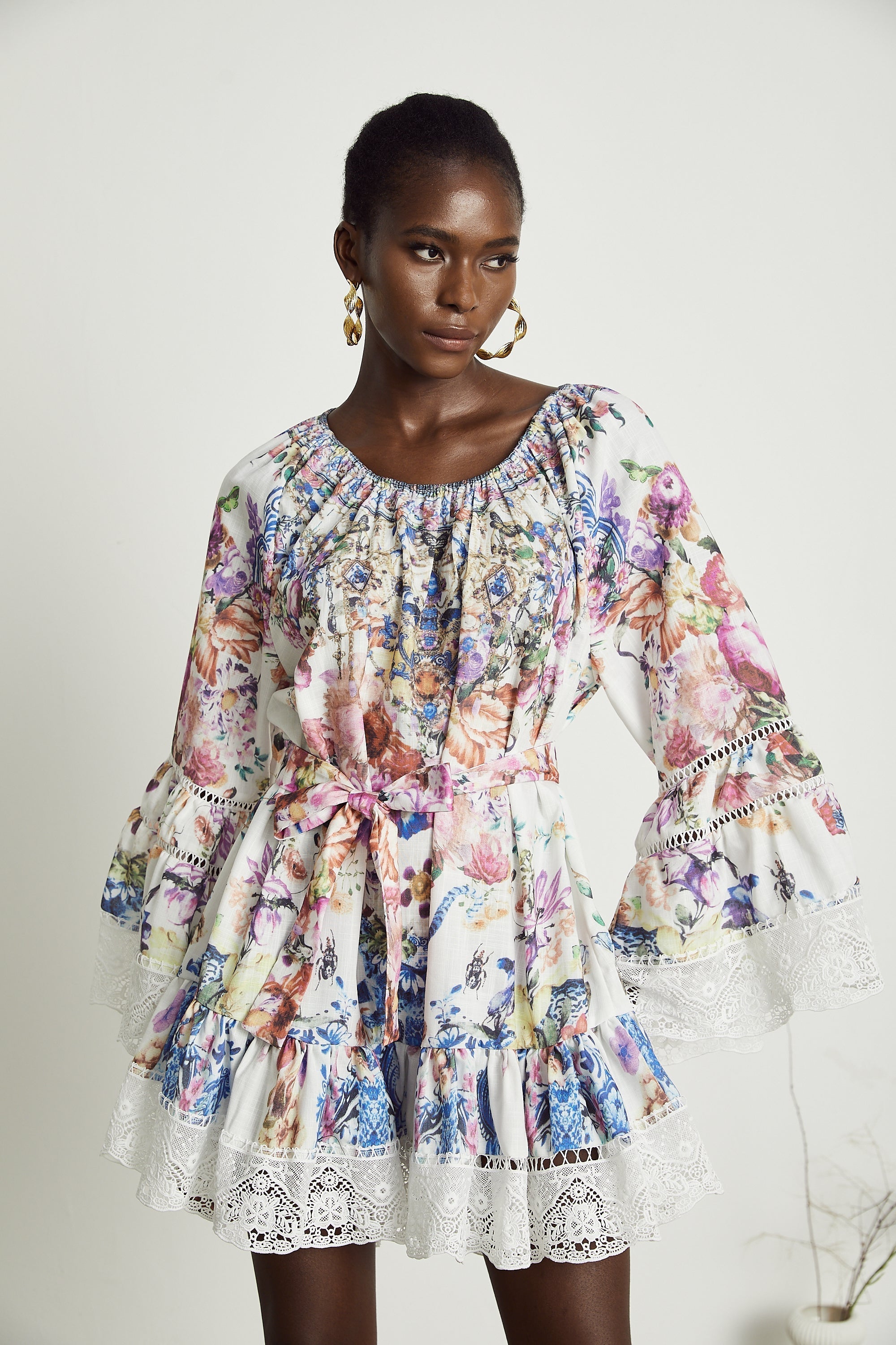 Bérénice Floral Patterned Lace Mini Dress