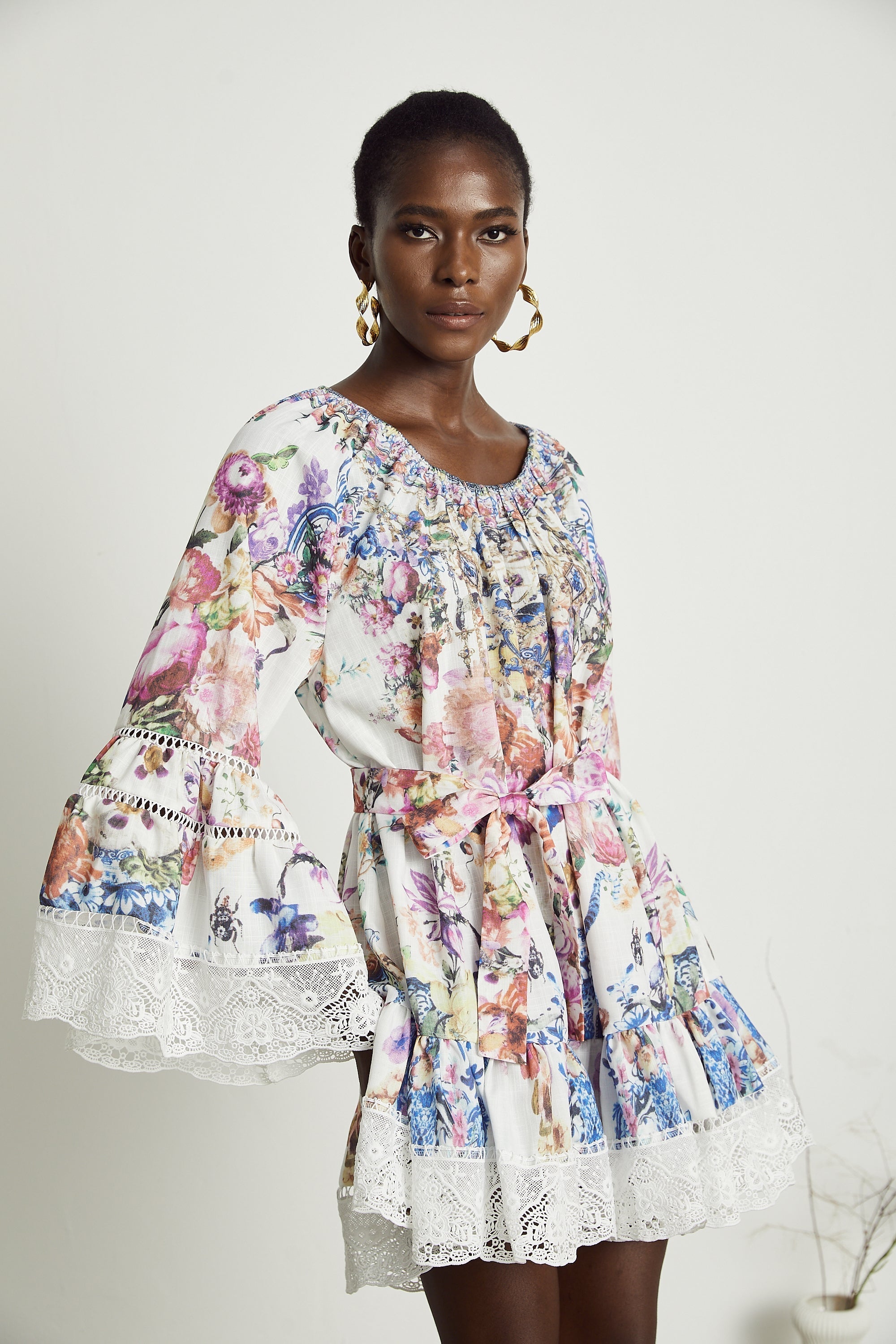 Bérénice Floral Patterned Lace Mini Dress