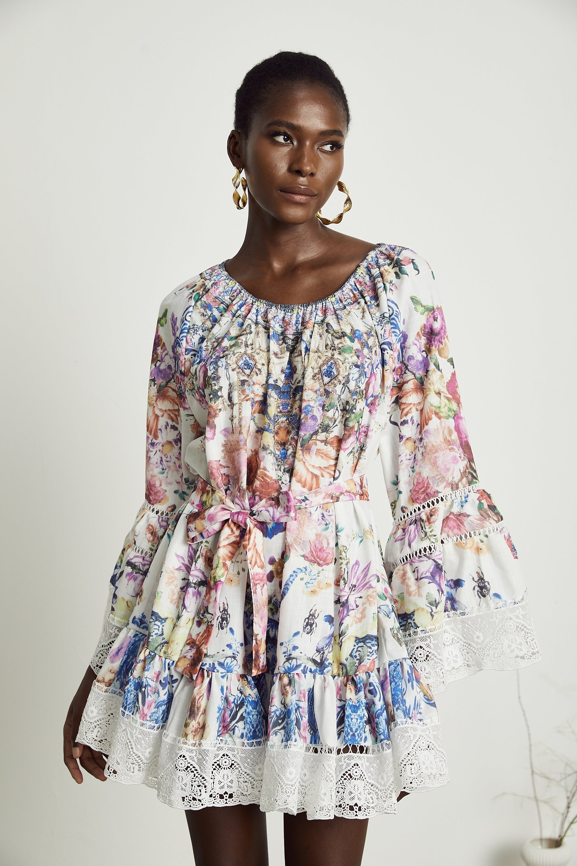 Bérénice Floral Patterned Lace Mini Dress