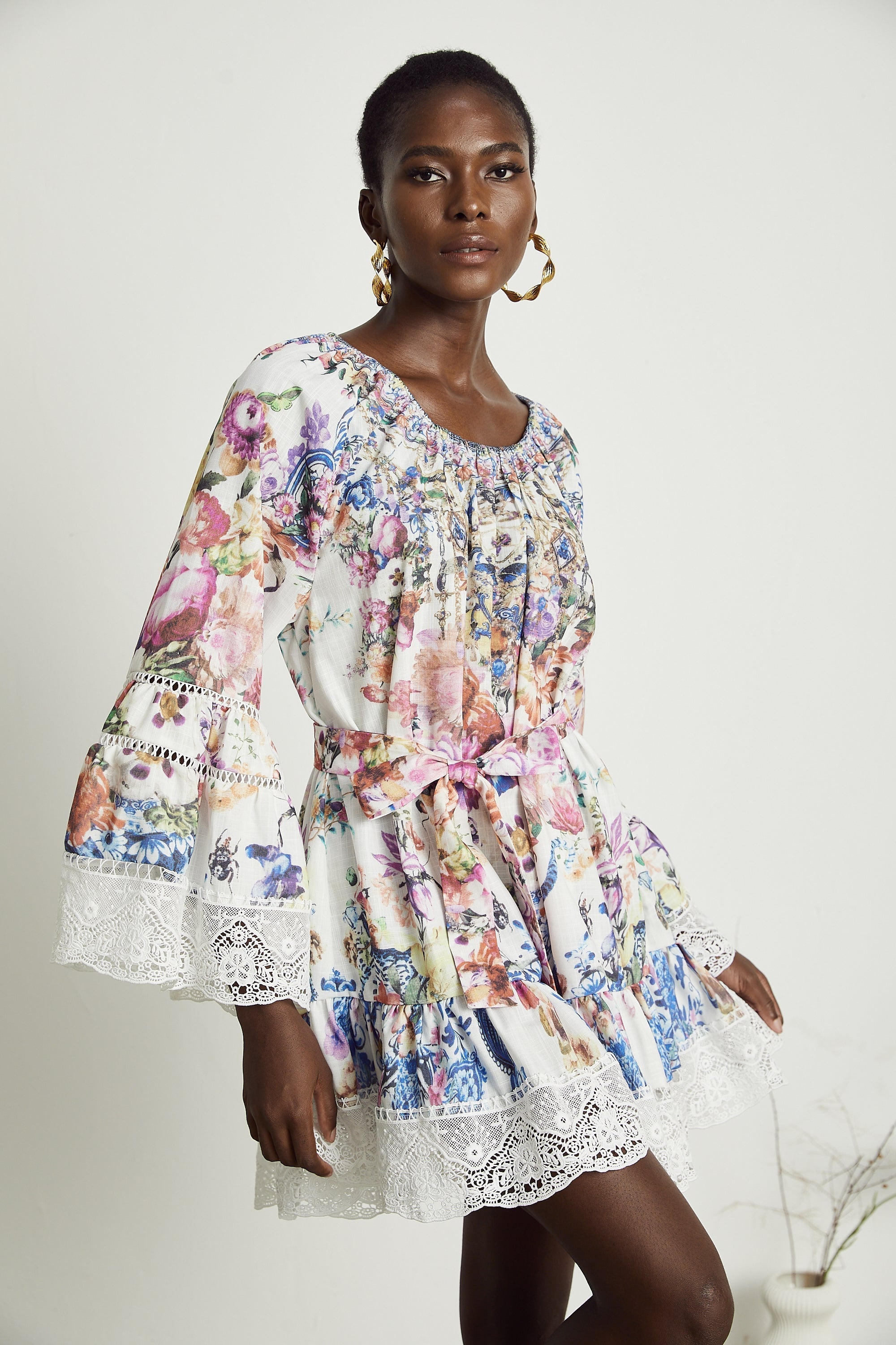 Bérénice Floral Patterned Lace Mini Dress