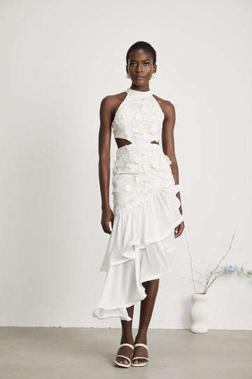 Zoe Floral Asymmetrical Midi Dress