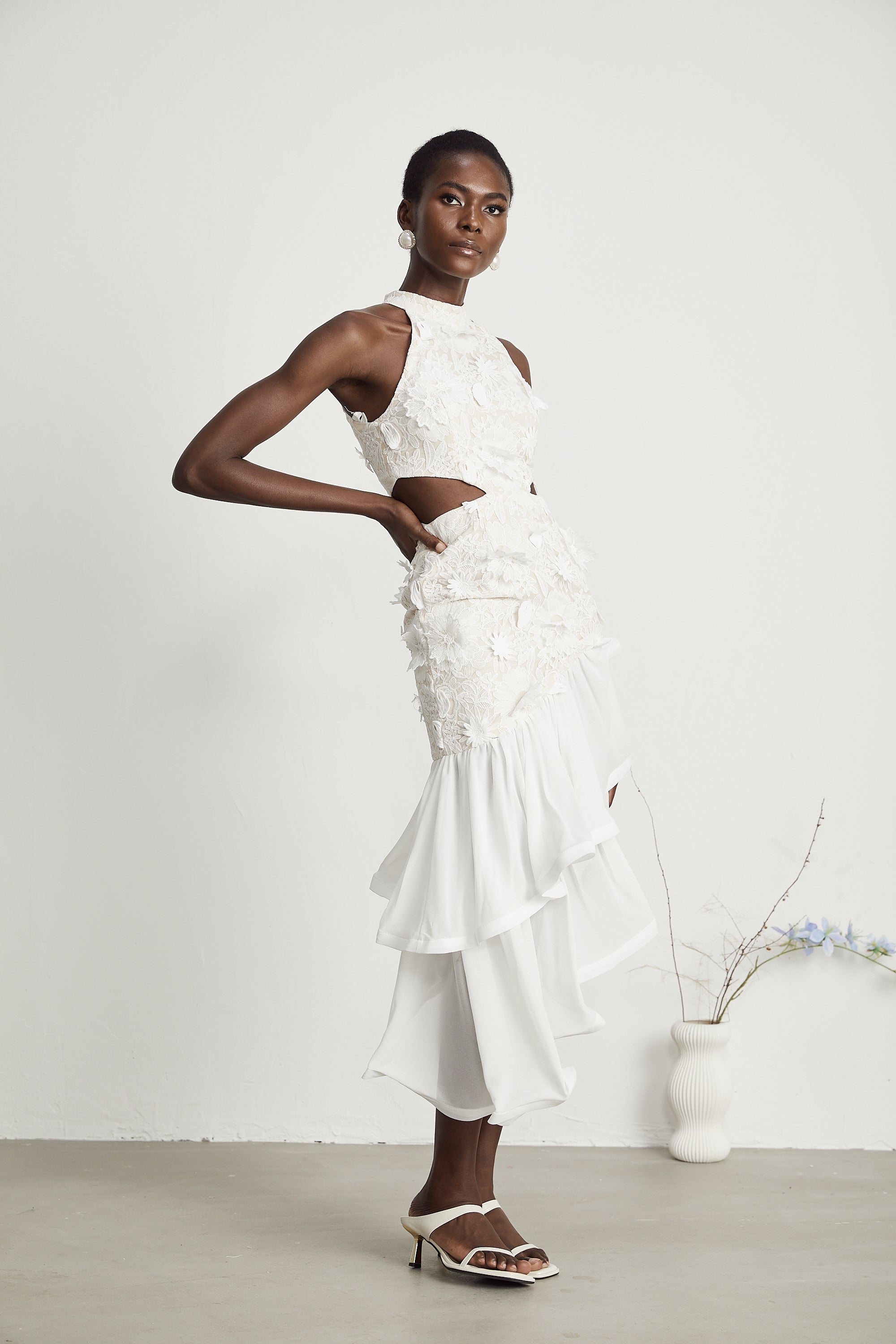 Zoe Floral Asymmetrical Midi Dress