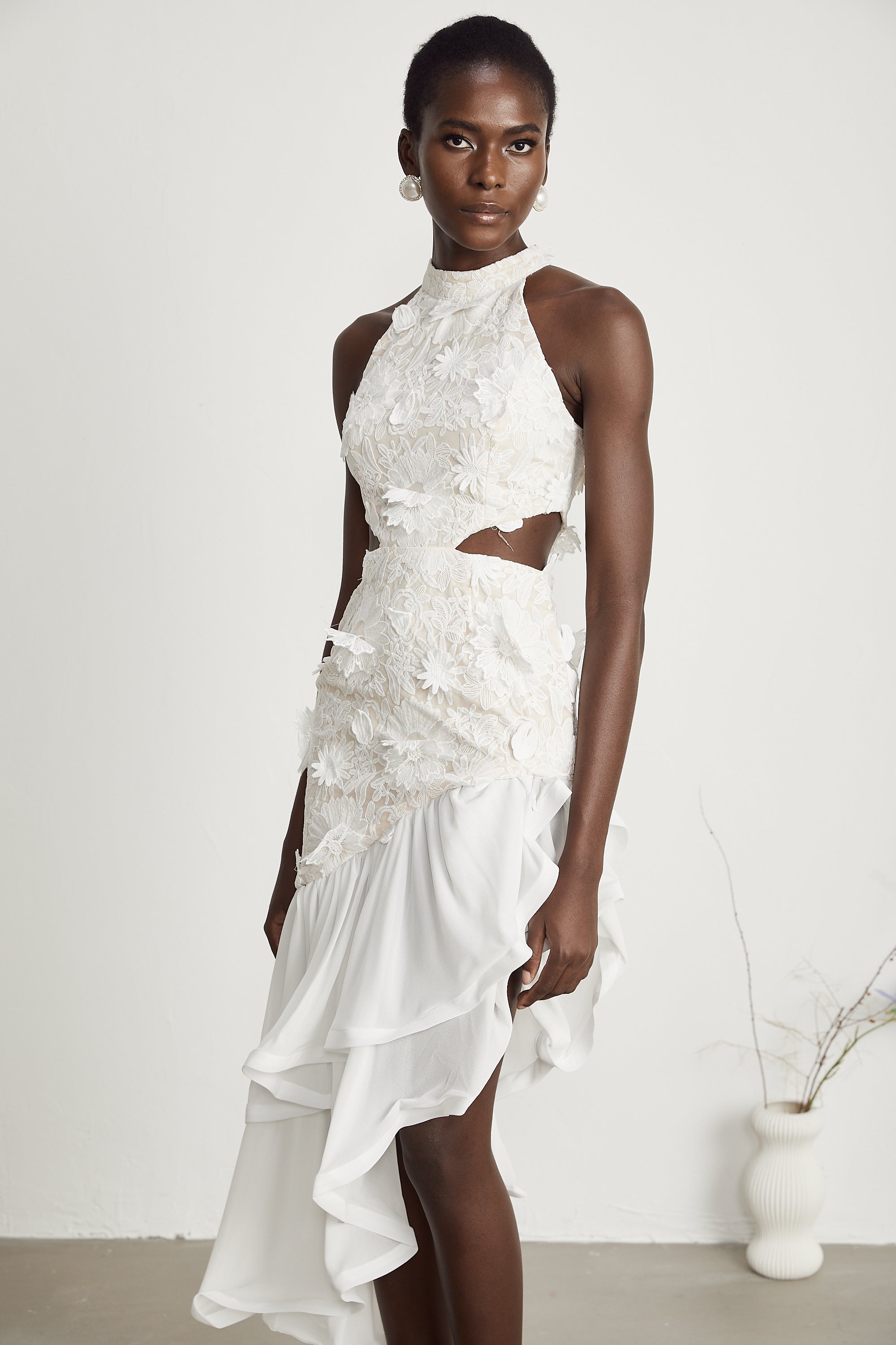 Zoe Floral Asymmetrical Midi Dress