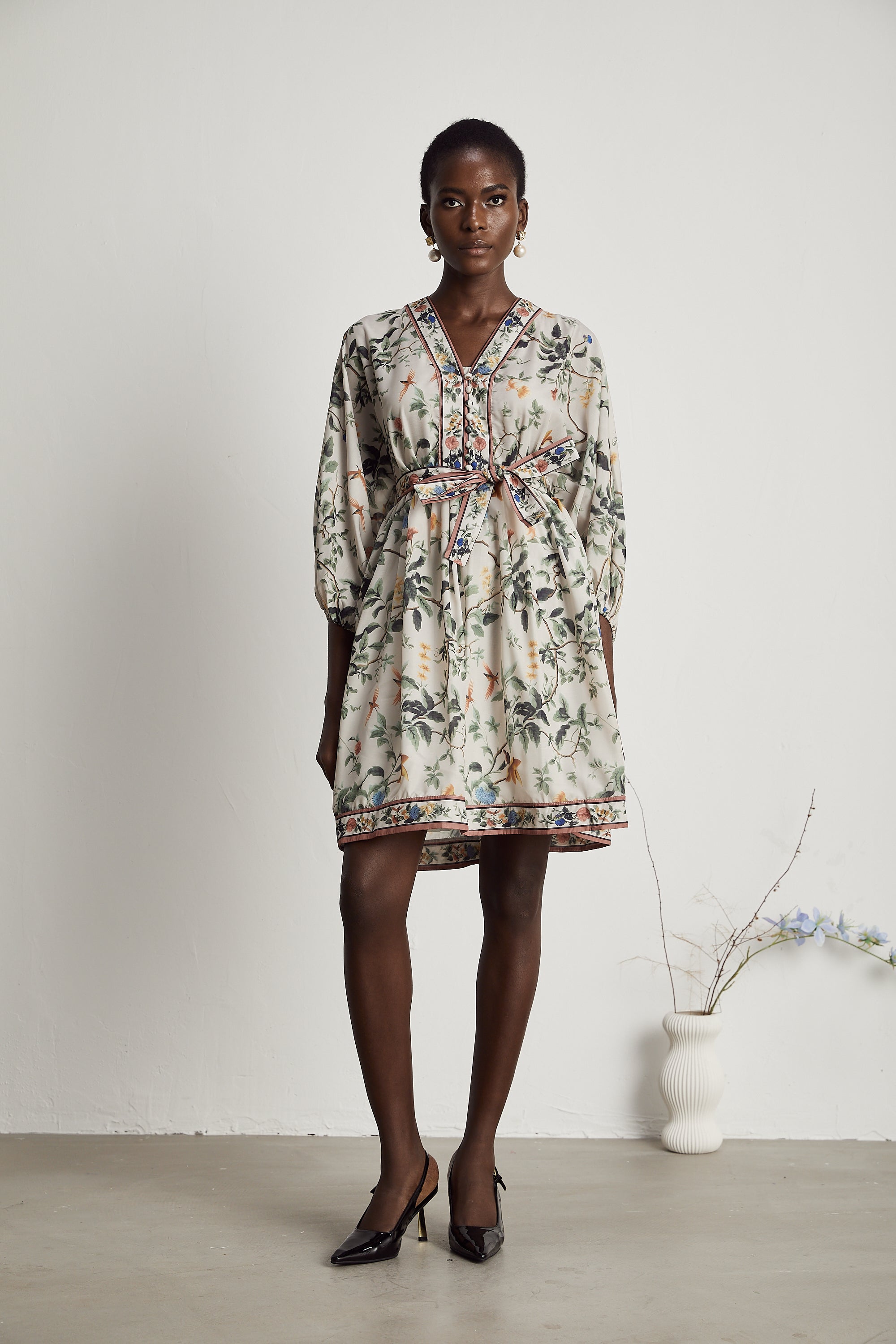 Mathilde V-Neck Floral Print Mini Dress