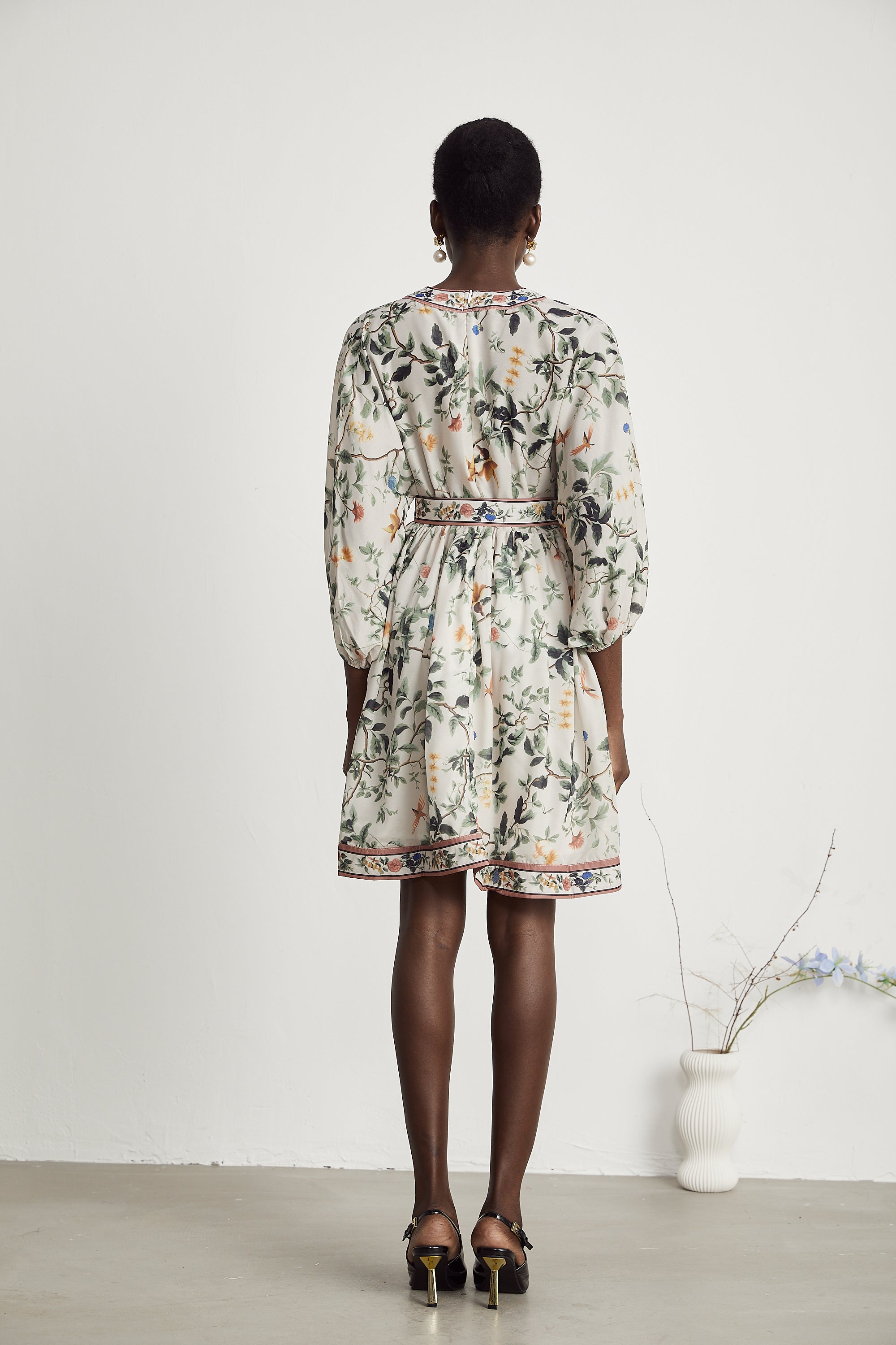 Mathilde V-Neck Floral Print Mini Dress