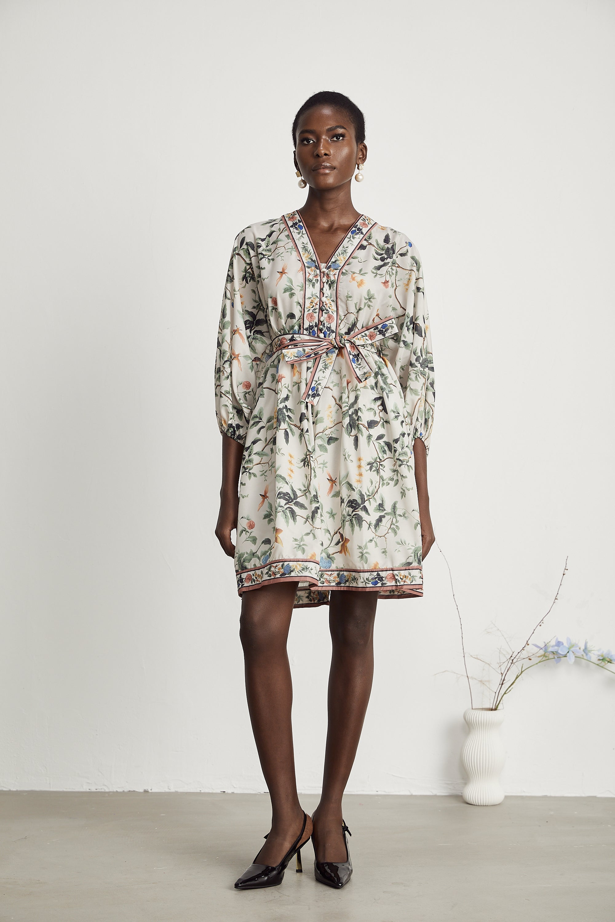 Mathilde V-Neck Floral Print Mini Dress