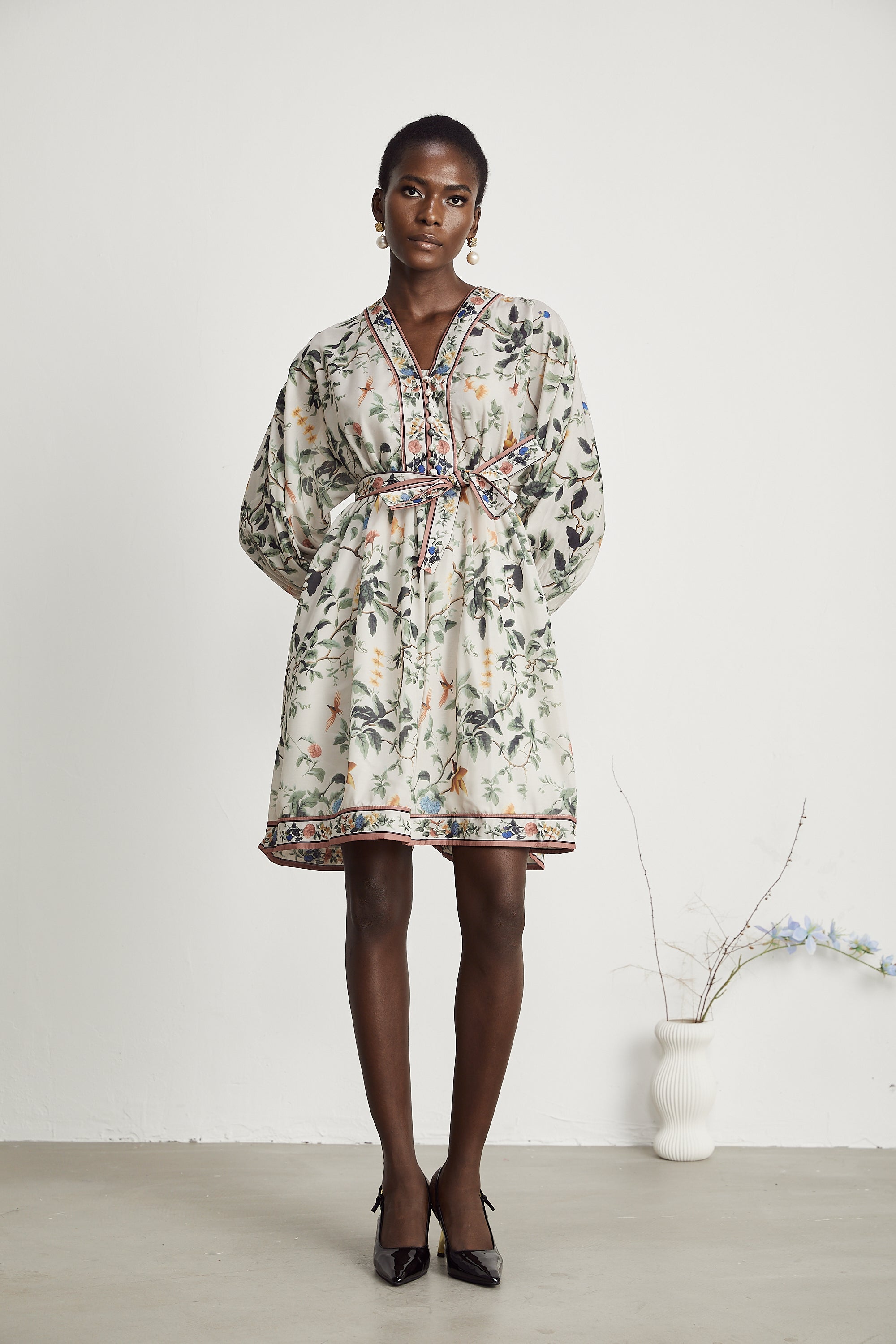 Mathilde V-Neck Floral Print Mini Dress