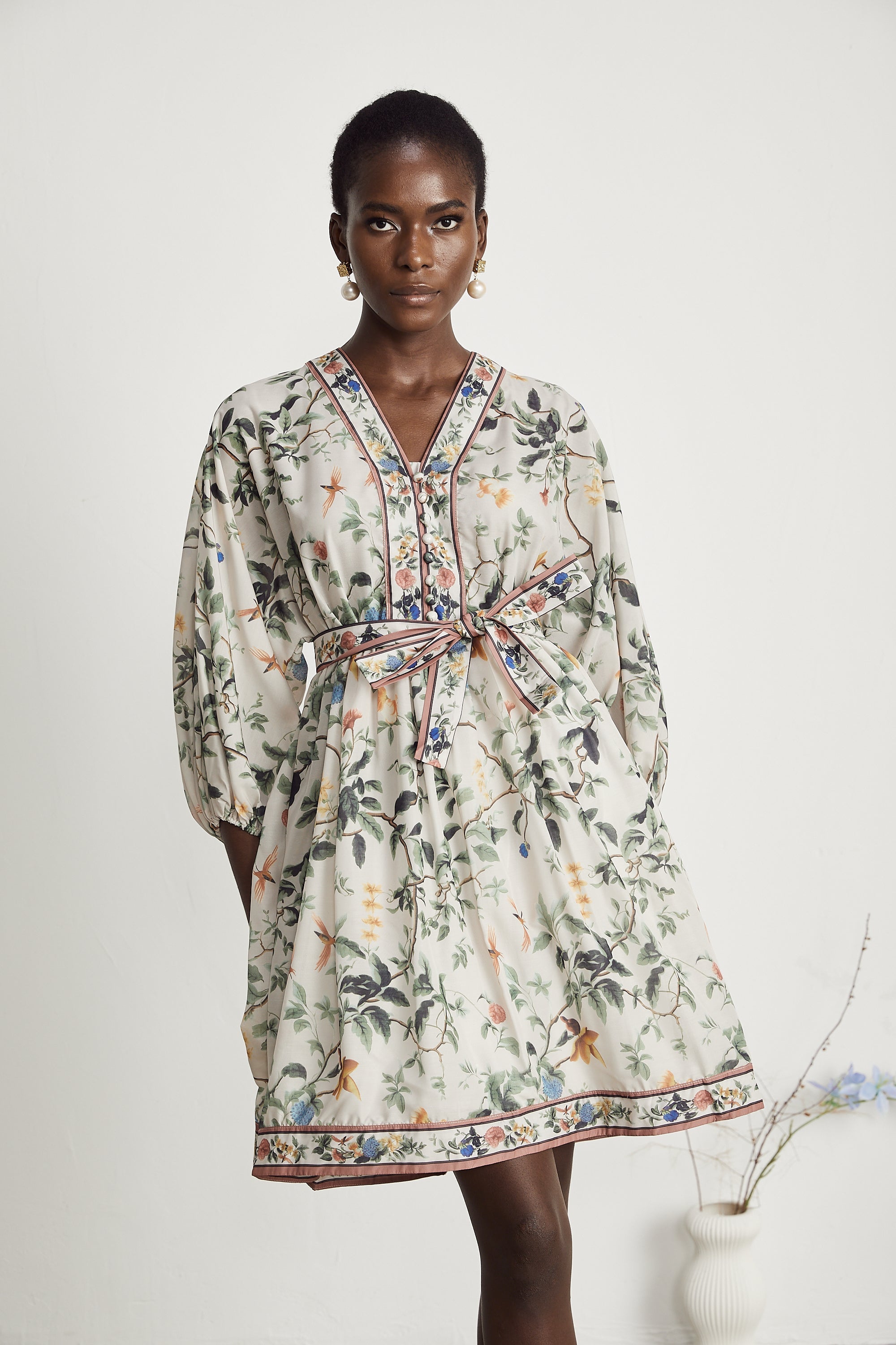 Mathilde V-Neck Floral Print Mini Dress