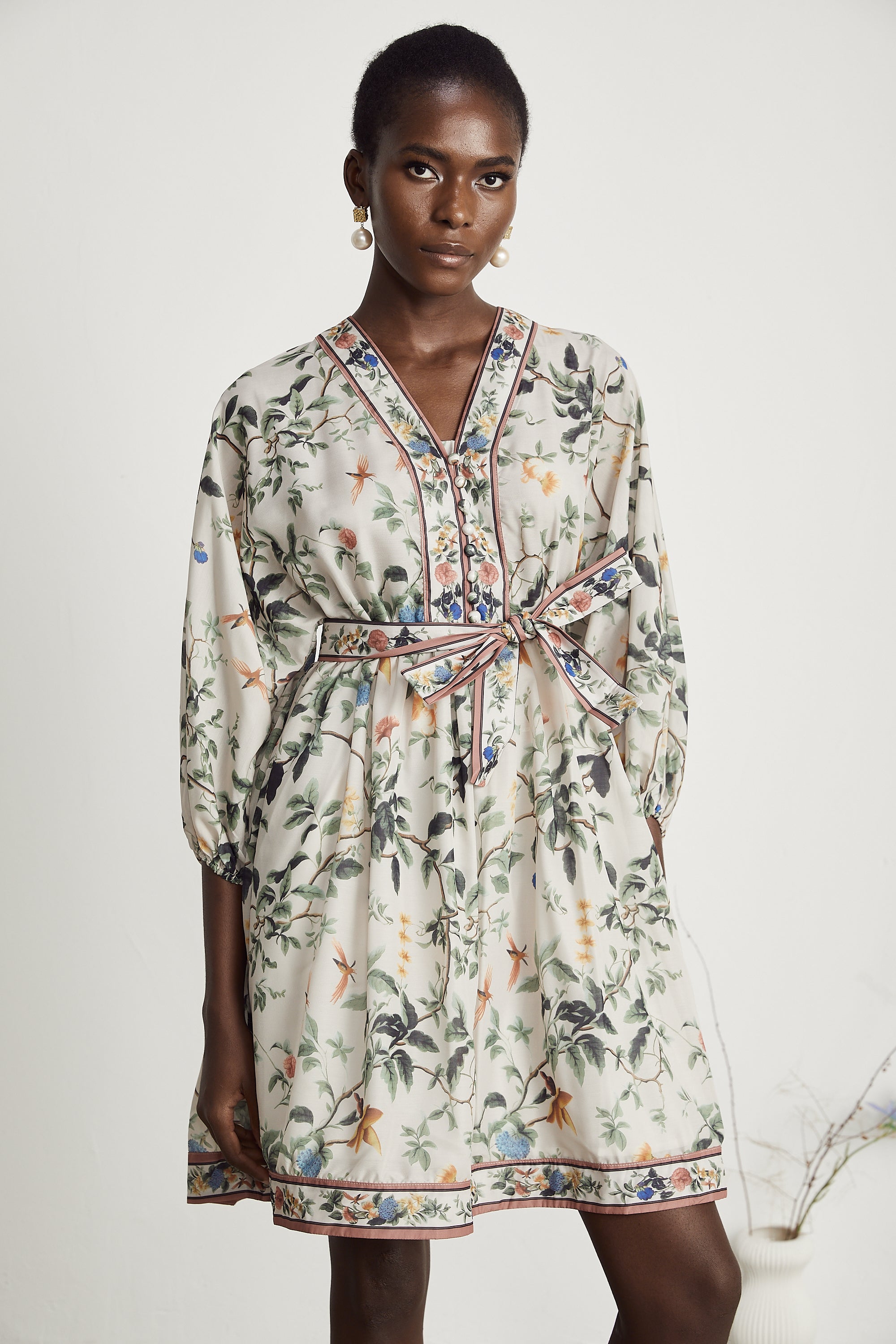 Mathilde V-Neck Floral Print Mini Dress