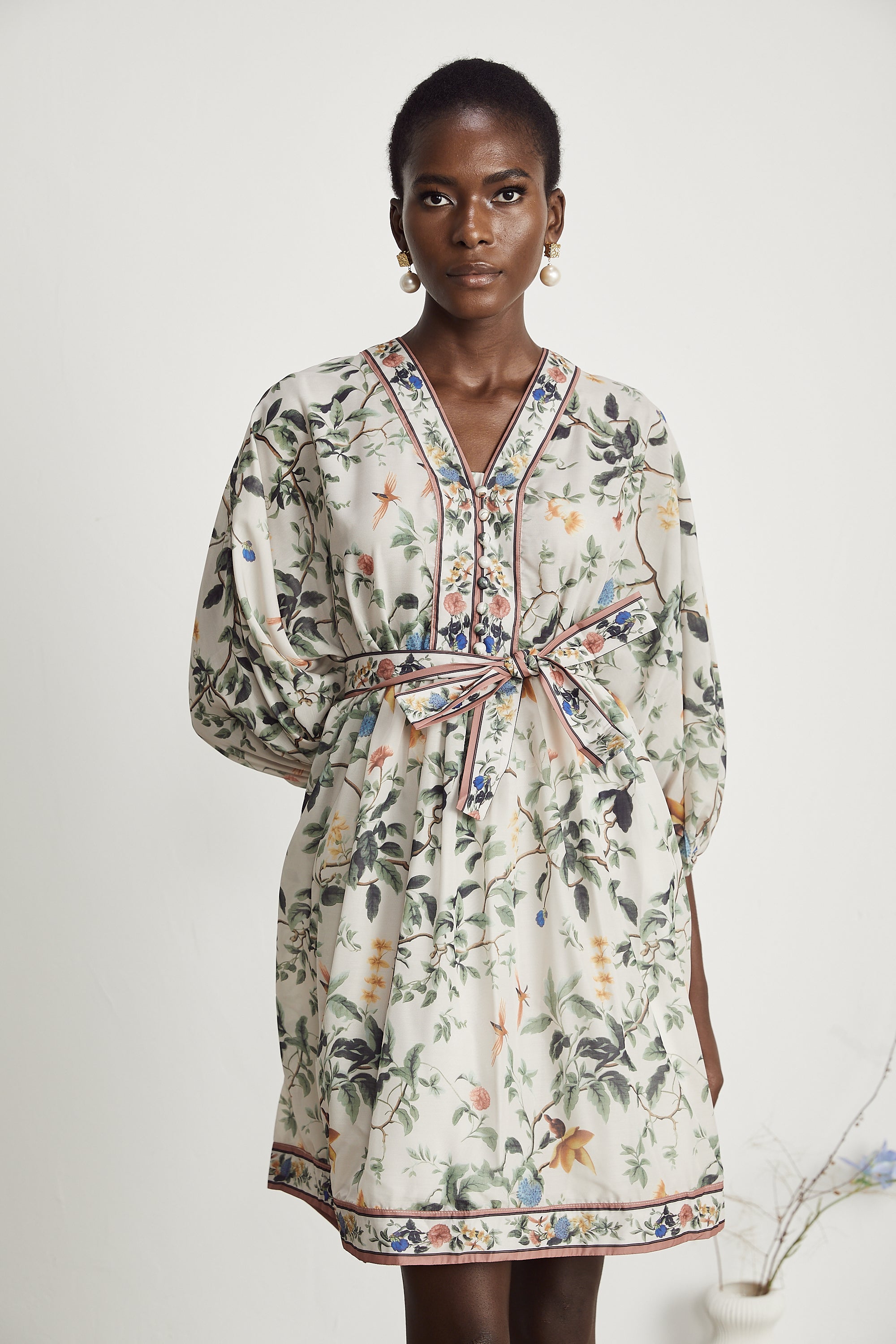 Mathilde V-Neck Floral Print Mini Dress