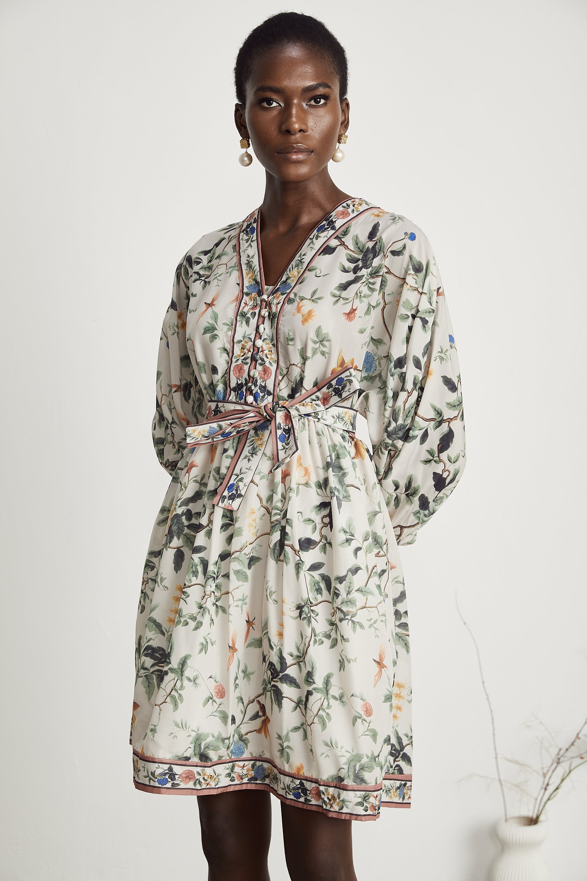 Mathilde V-Neck Floral Print Mini Dress