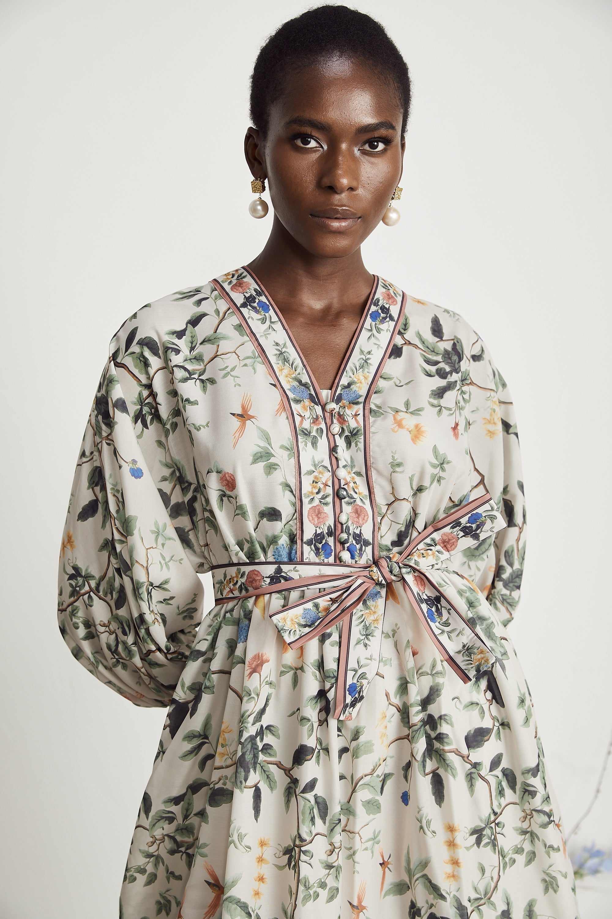 Mathilde V-Neck Floral Print Mini Dress