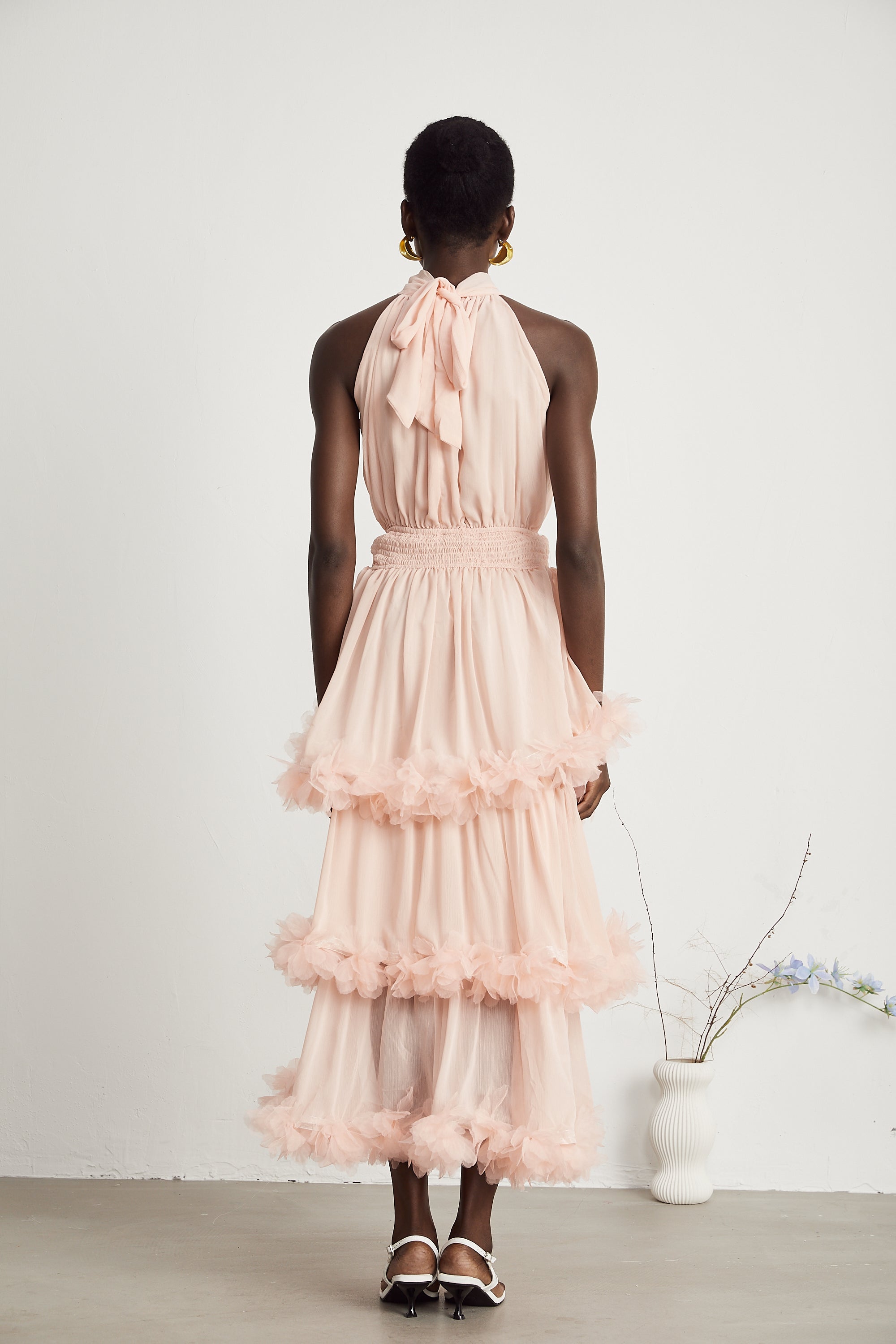 Micah 3D Leaf Layered Midi Dress
