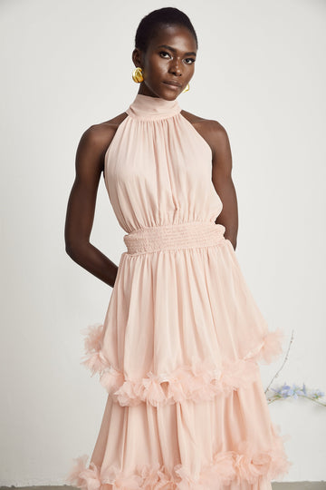 Micah 3D Leaf Layered Midi Dress