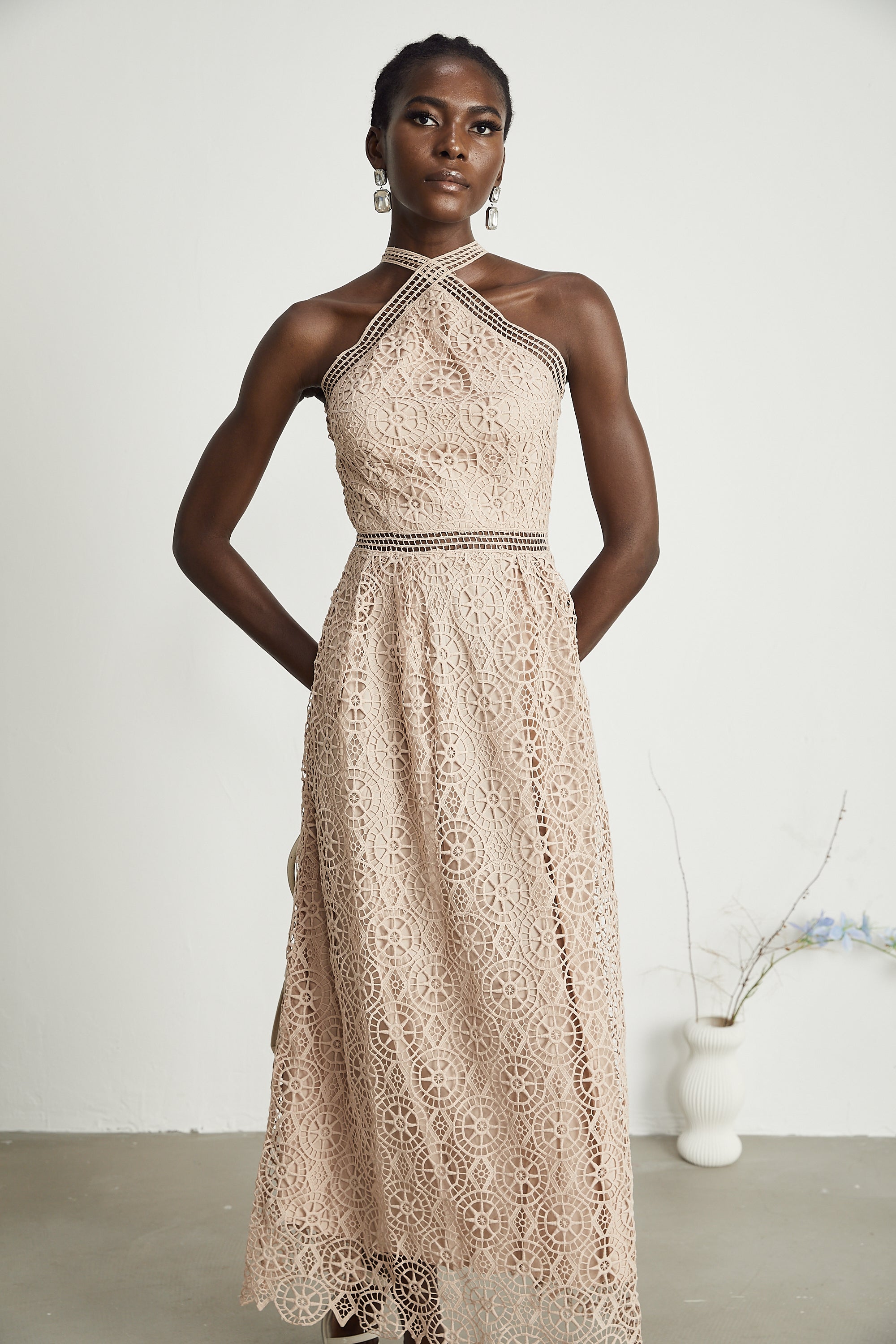 Ela Cut-Out Fitted Midi Dress