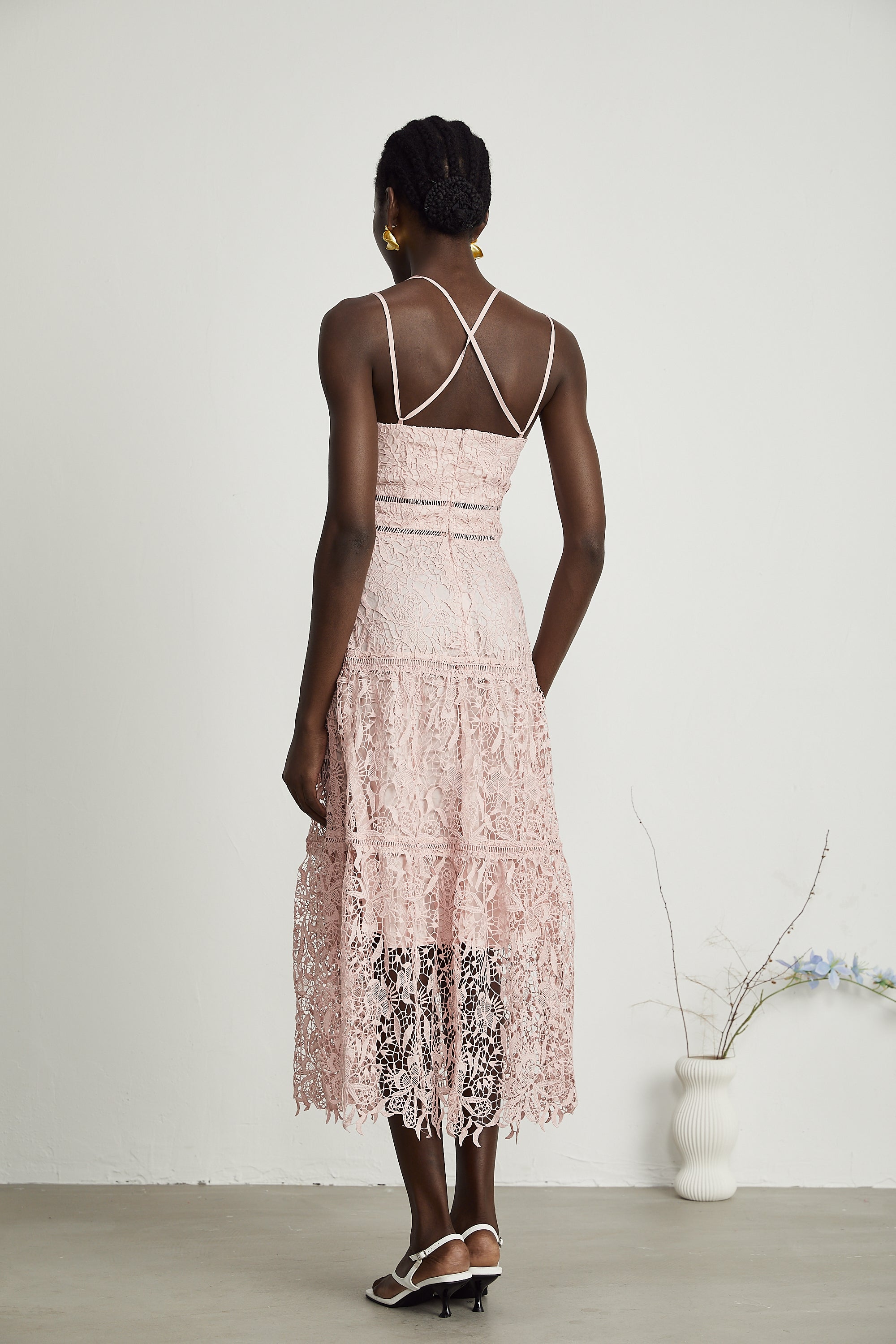 Alicia Guipure Lace Midi Dress