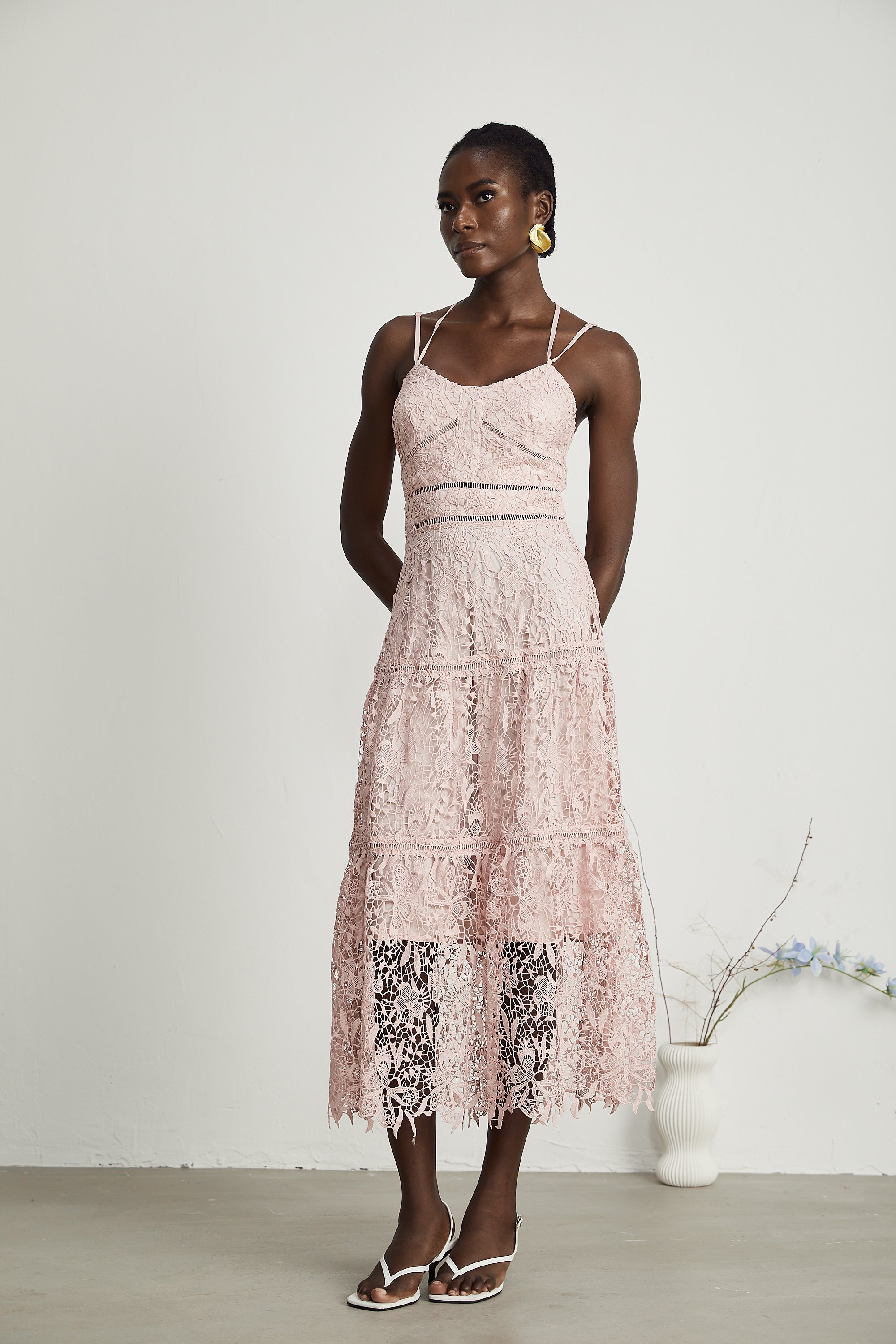 Alicia Guipure Lace Midi Dress