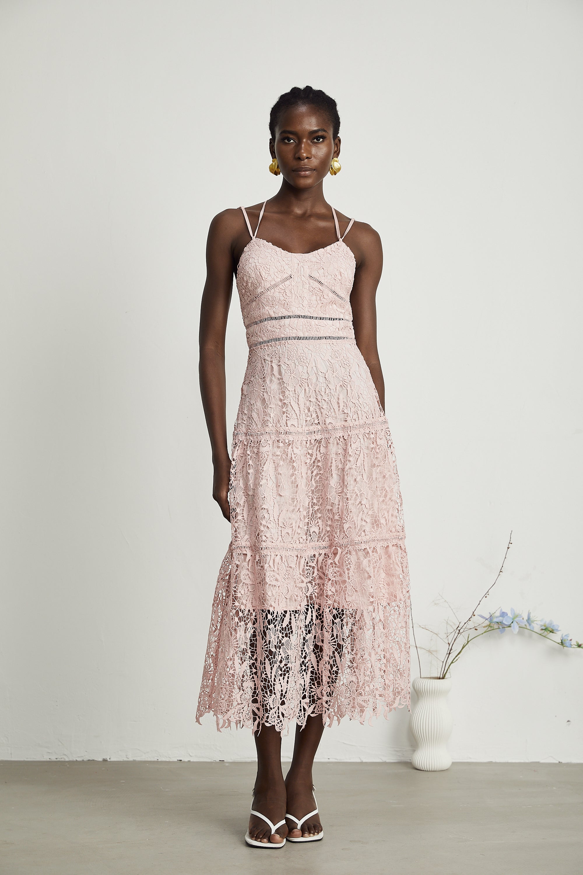 Alicia Guipure Lace Midi Dress