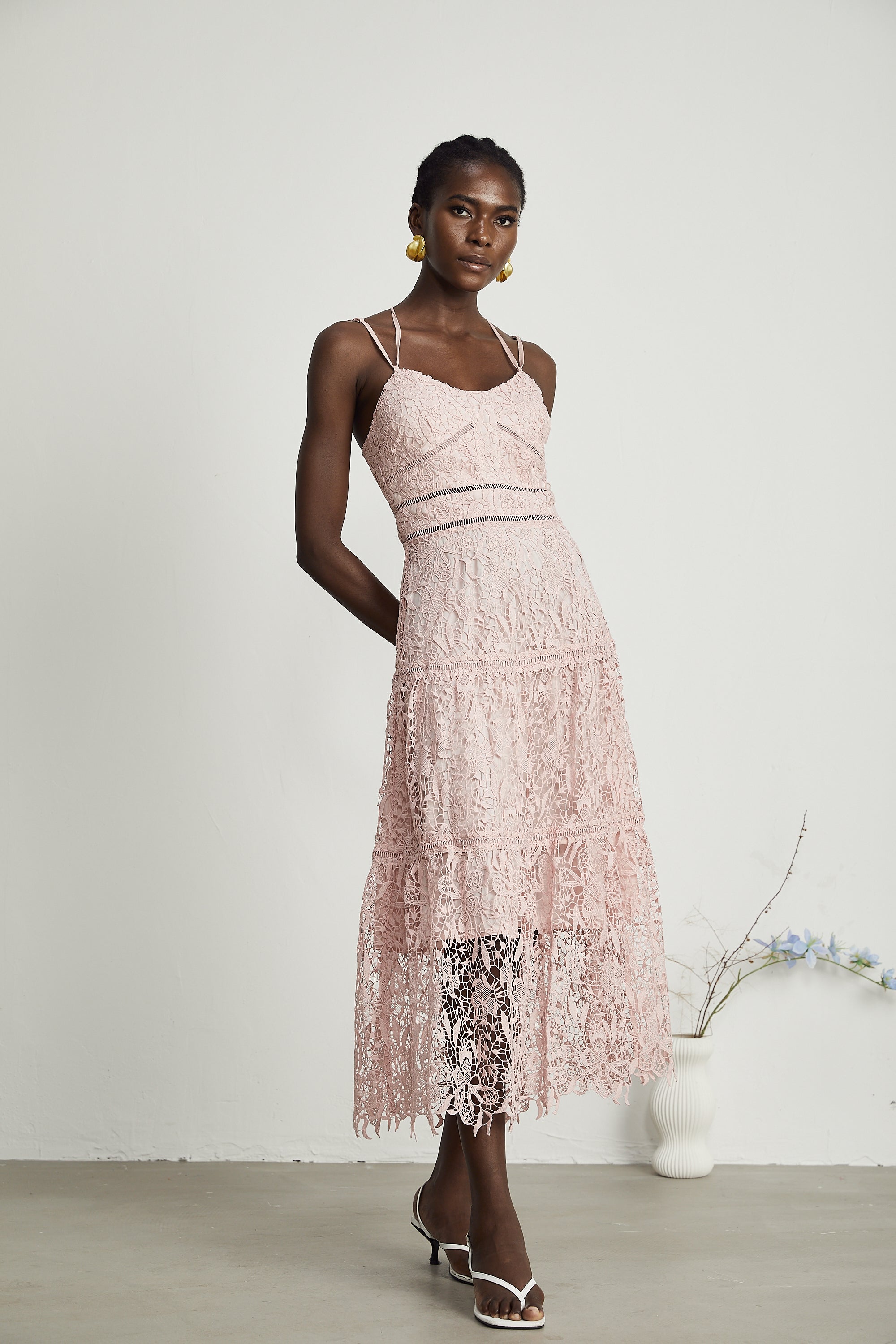 Alicia Guipure Lace Midi Dress