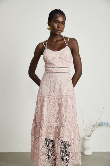 Alicia Guipure Lace Midi Dress