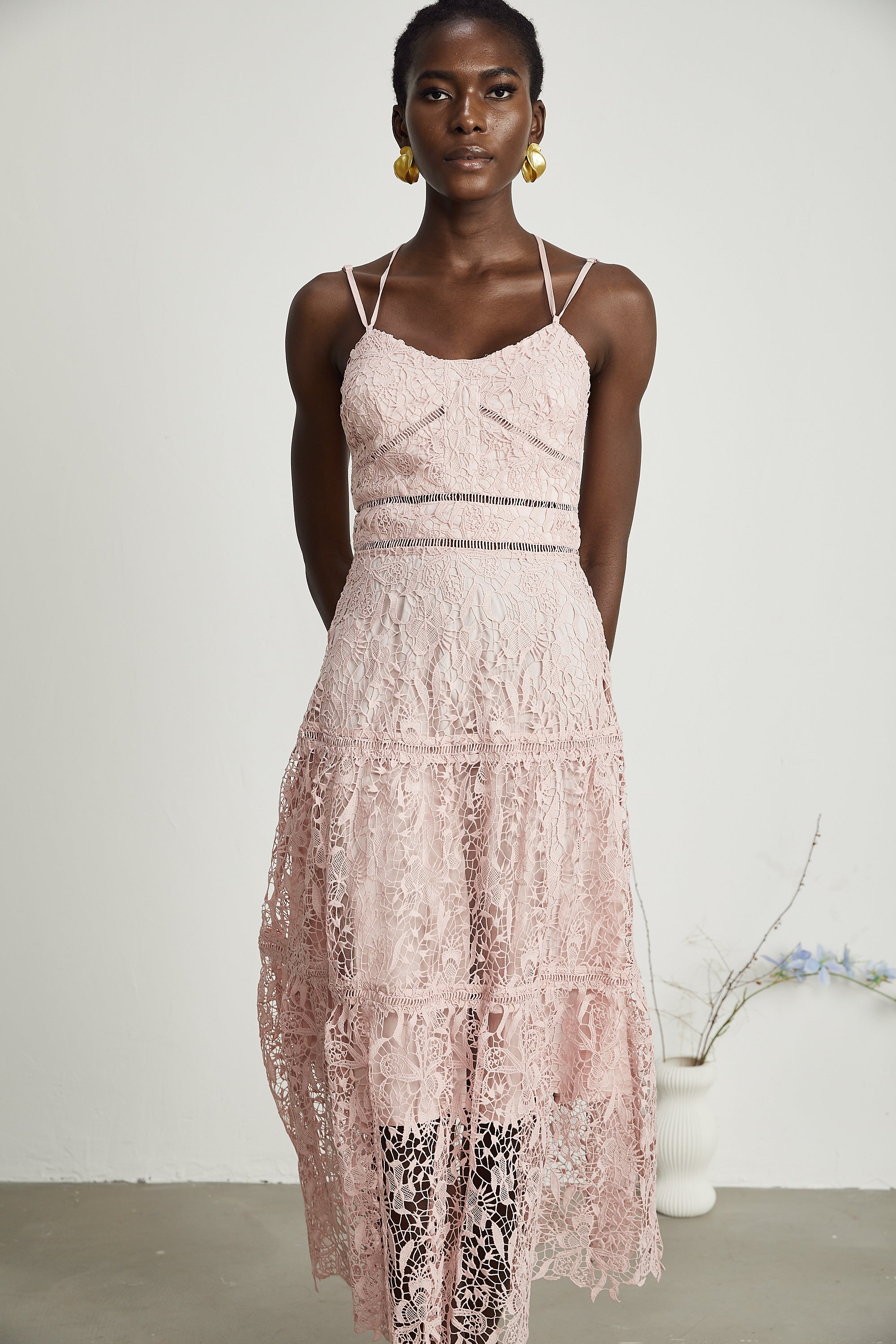 Alicia Guipure Lace Midi Dress
