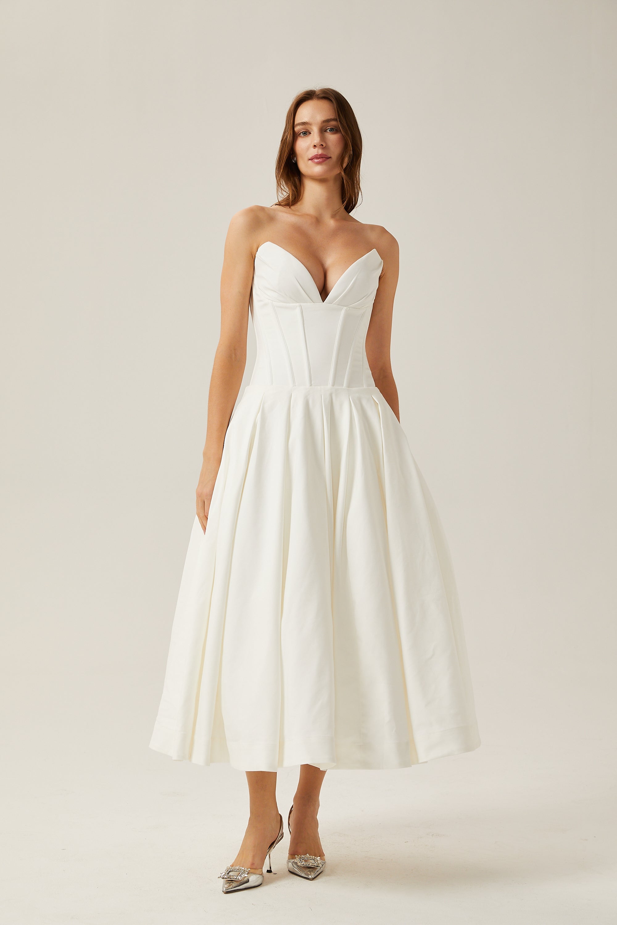 Katherine schulterfreies Korsett-Midikleid
