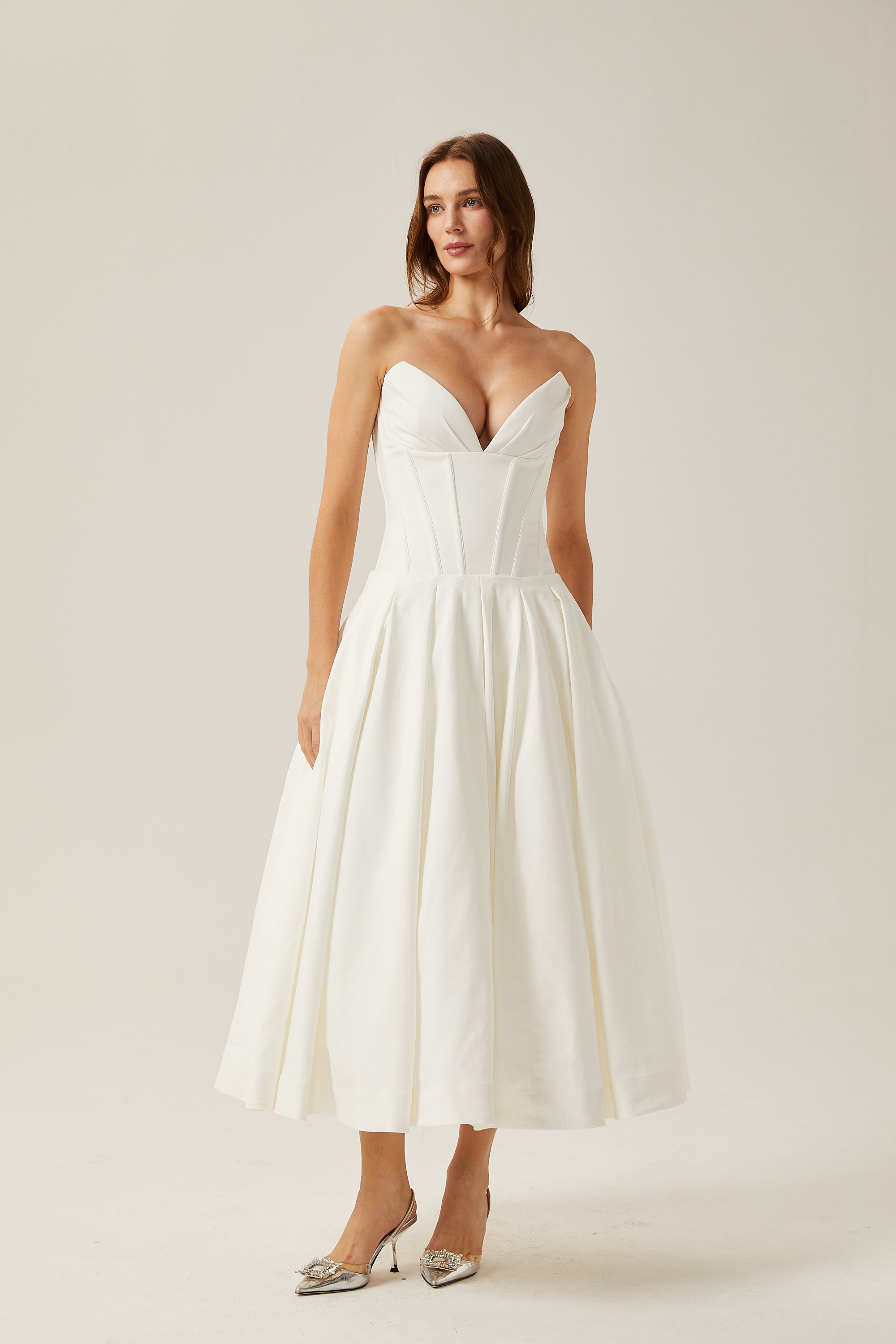Katherine schulterfreies Korsett-Midikleid