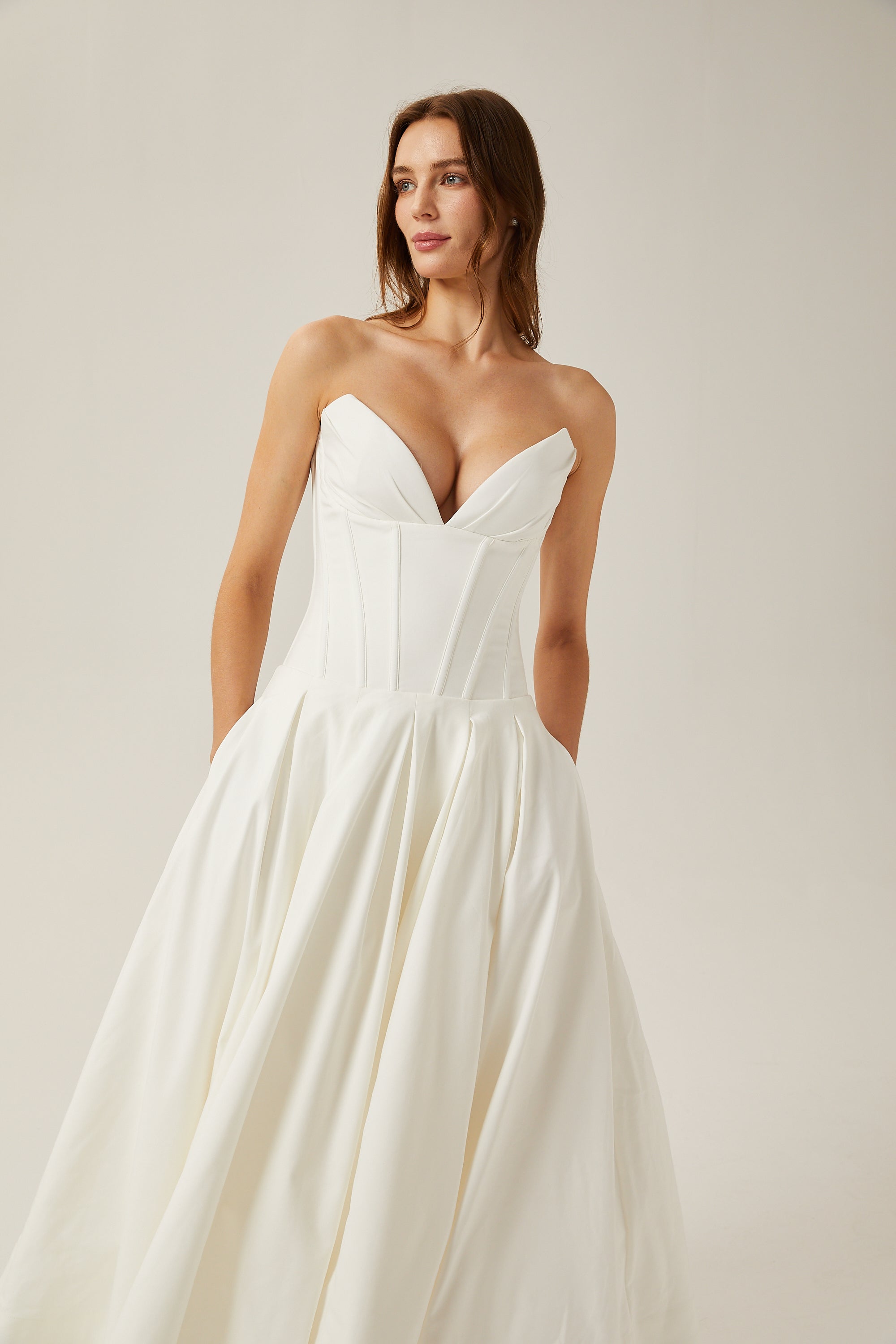 Katherine schulterfreies Korsett-Midikleid
