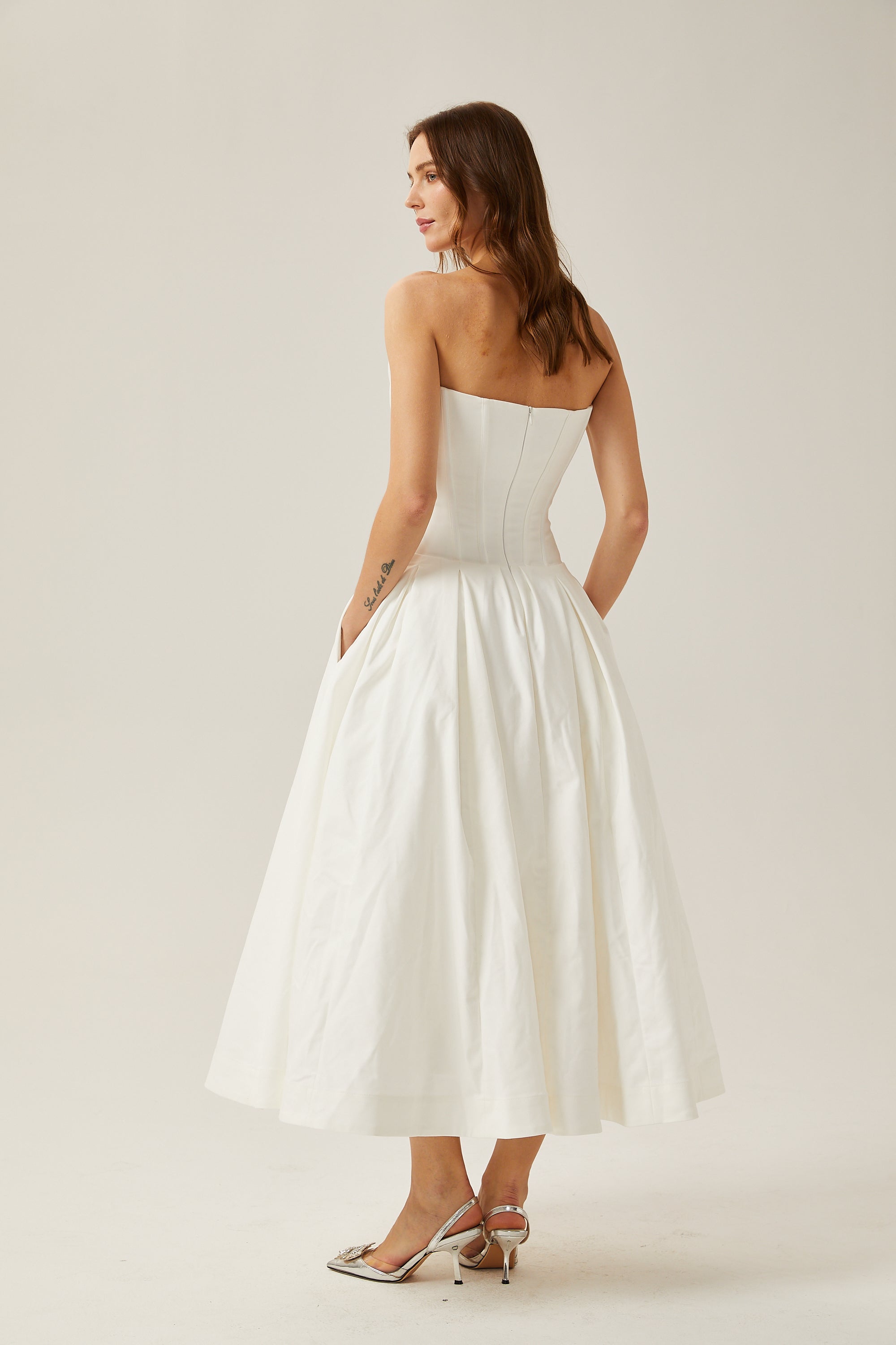 Katherine schulterfreies Korsett-Midikleid