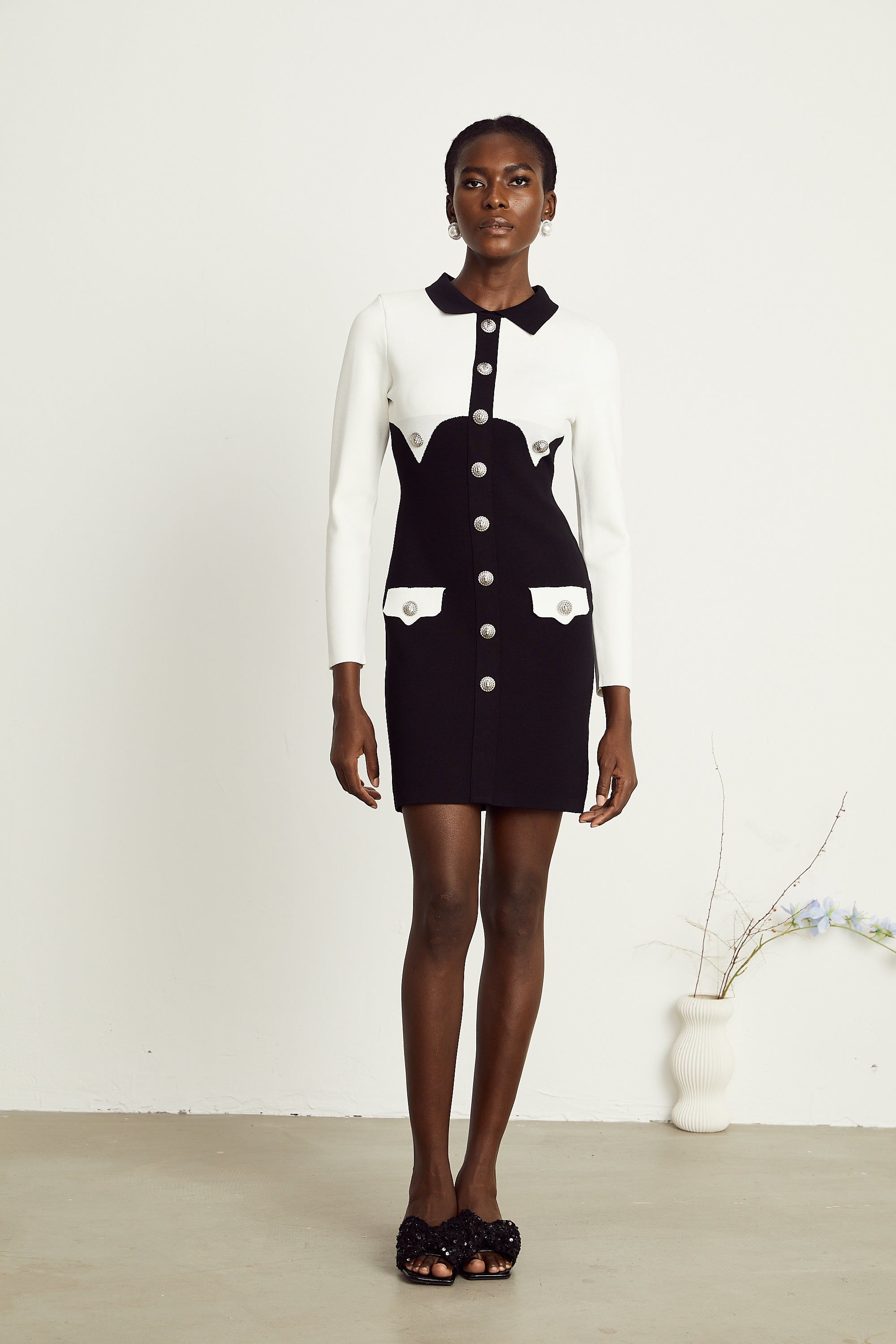 Perrine buttoned crepe mini dress